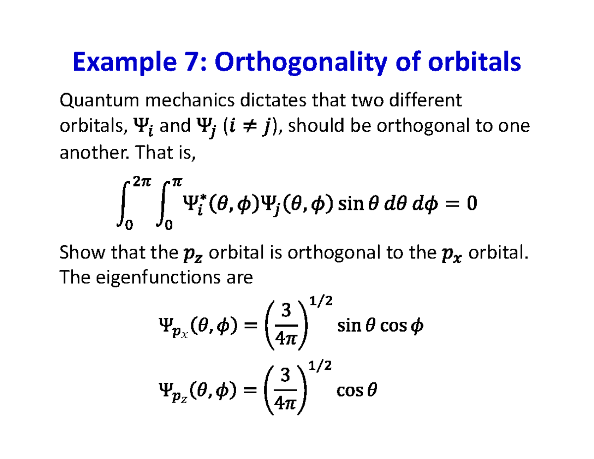 Lecture Slides 01 Example 07 - CM1804 - Example 7: Orthogonality of ...