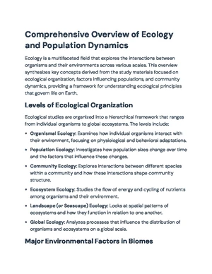 Population Ecology - Study Notes & Assignments - Studocu