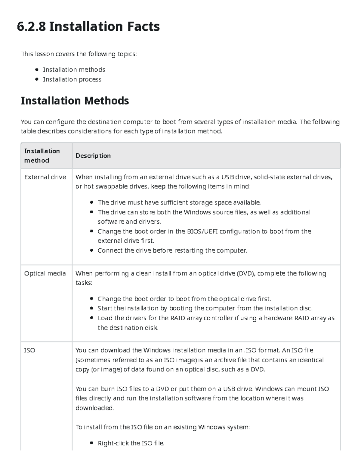 CompTIA Installation Methods and Processes Overview - Lesson 6.2 - Studocu