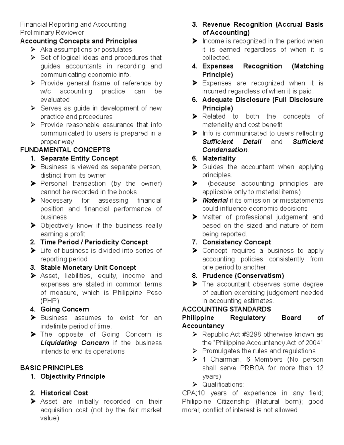 AC FAR Reviewer: Key Concepts and Principles in Financial Reporting ...