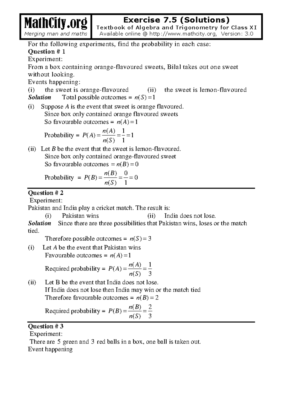 Exercise 7.5 Solutions: Probability Experiments in Algebra & Trig ...