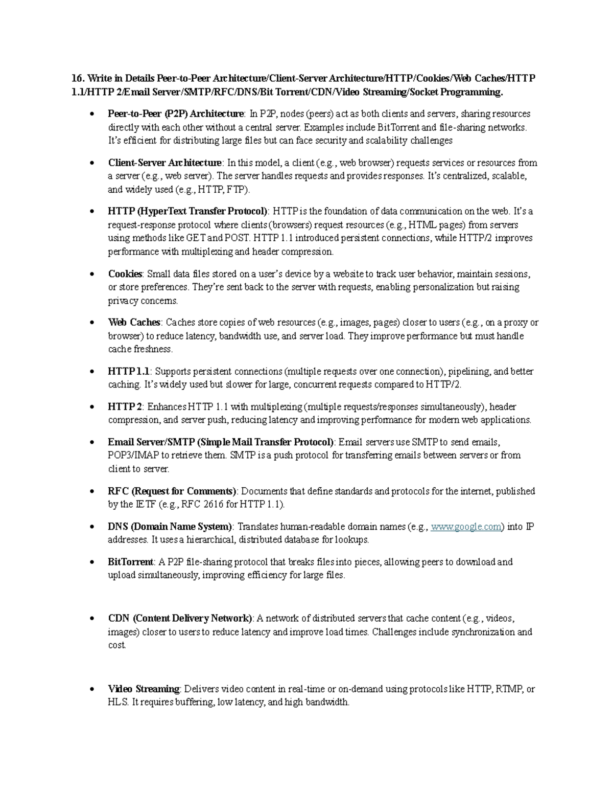 CSE 325: Detailed Overview of P2P and Socket Programming Concepts - Studocu