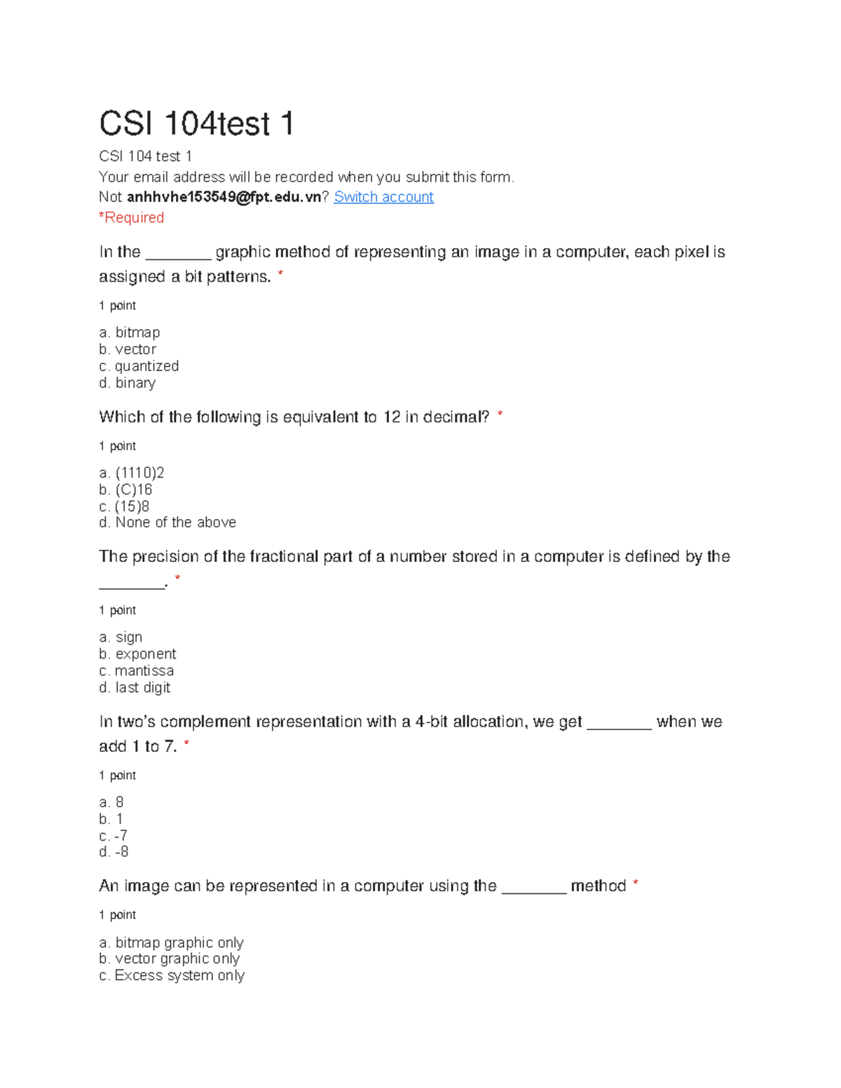 CSI 104 Test 1 - Comprehensive Review and Practice Questions - Studocu
