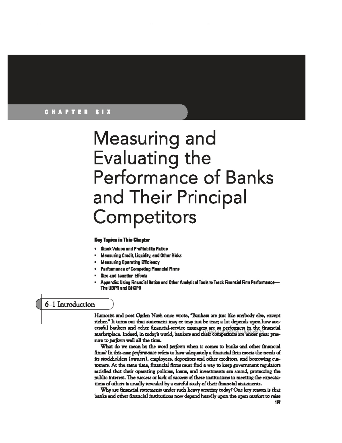 FIN464 Chapter 6: Evaluating Bank Performance and Competitors - Studocu