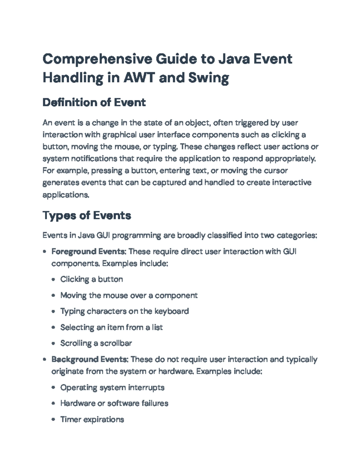 AWT Event Handling & Inner Classes in Java: A Comprehensive Guide - Studocu