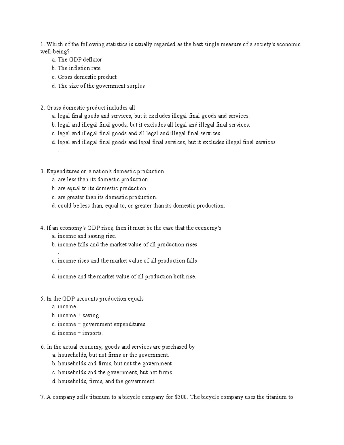 Moodle 1 T7-9: GDP & Economic Indicators Quiz Notes - Studocu