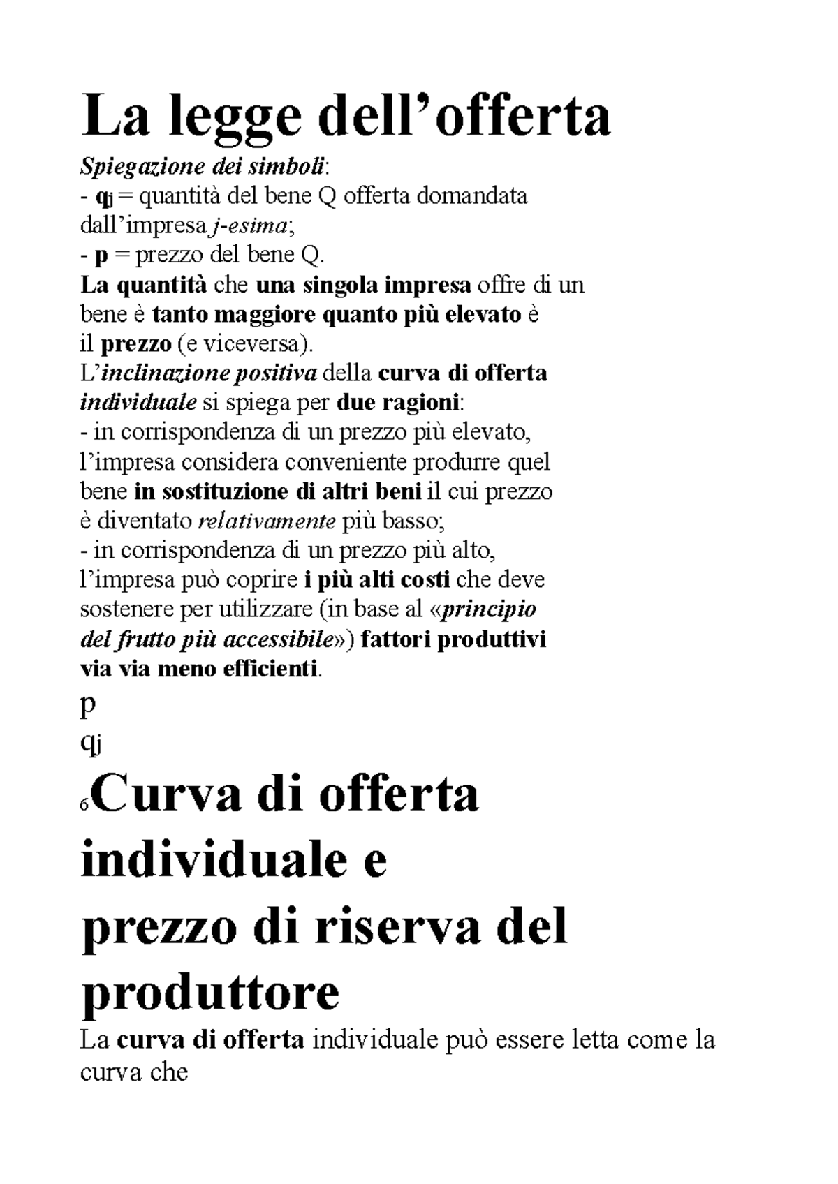 Economia Politica - Spiegazione della Curva di Offerta Individuale ...
