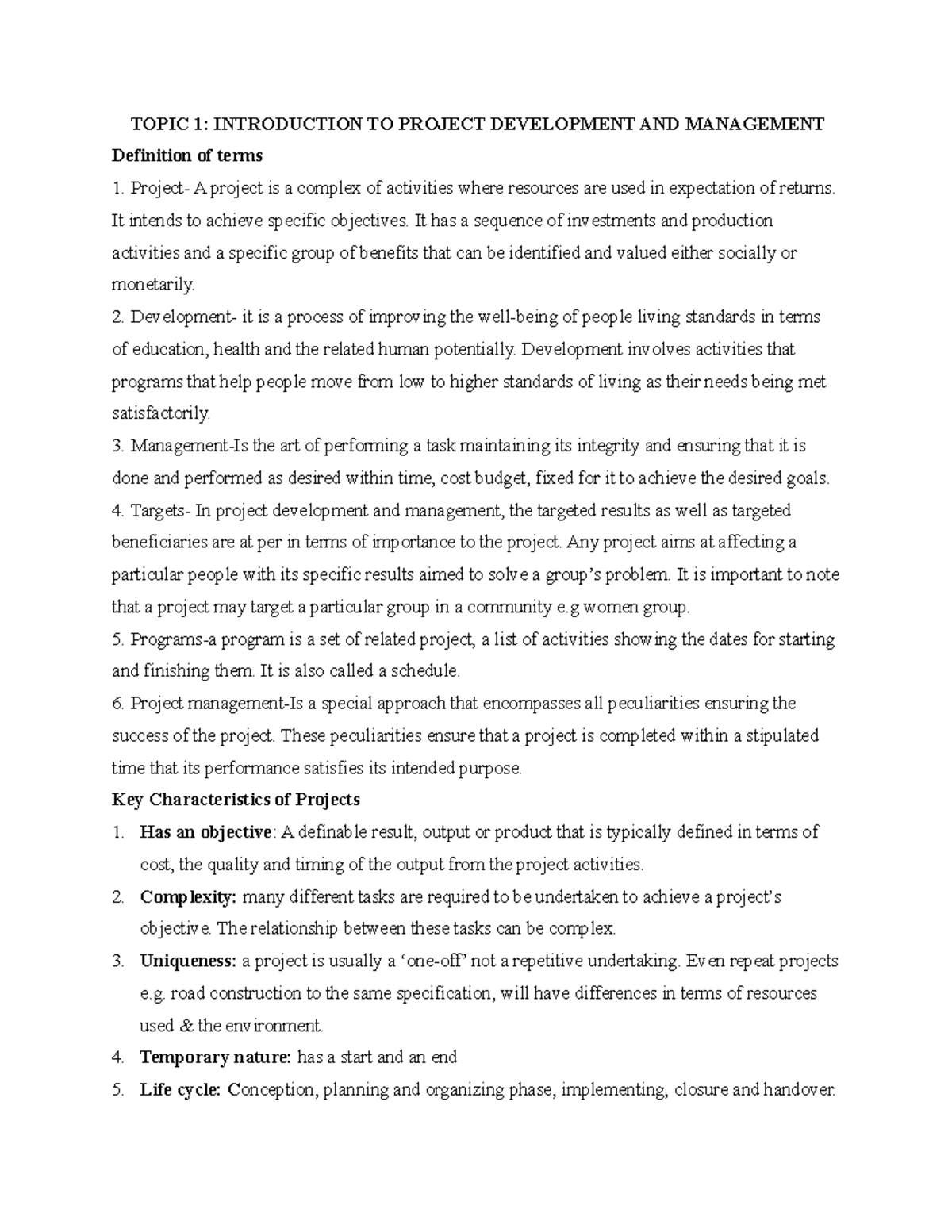 Project Management Concepts and Life Cycle Overview - TTTI - Studocu