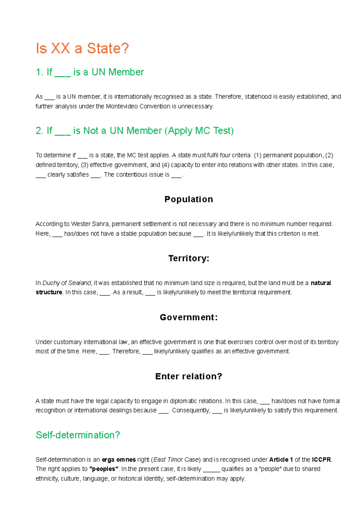 LAWS2250 - Exam Notes on Statehood and International Law Principles ...