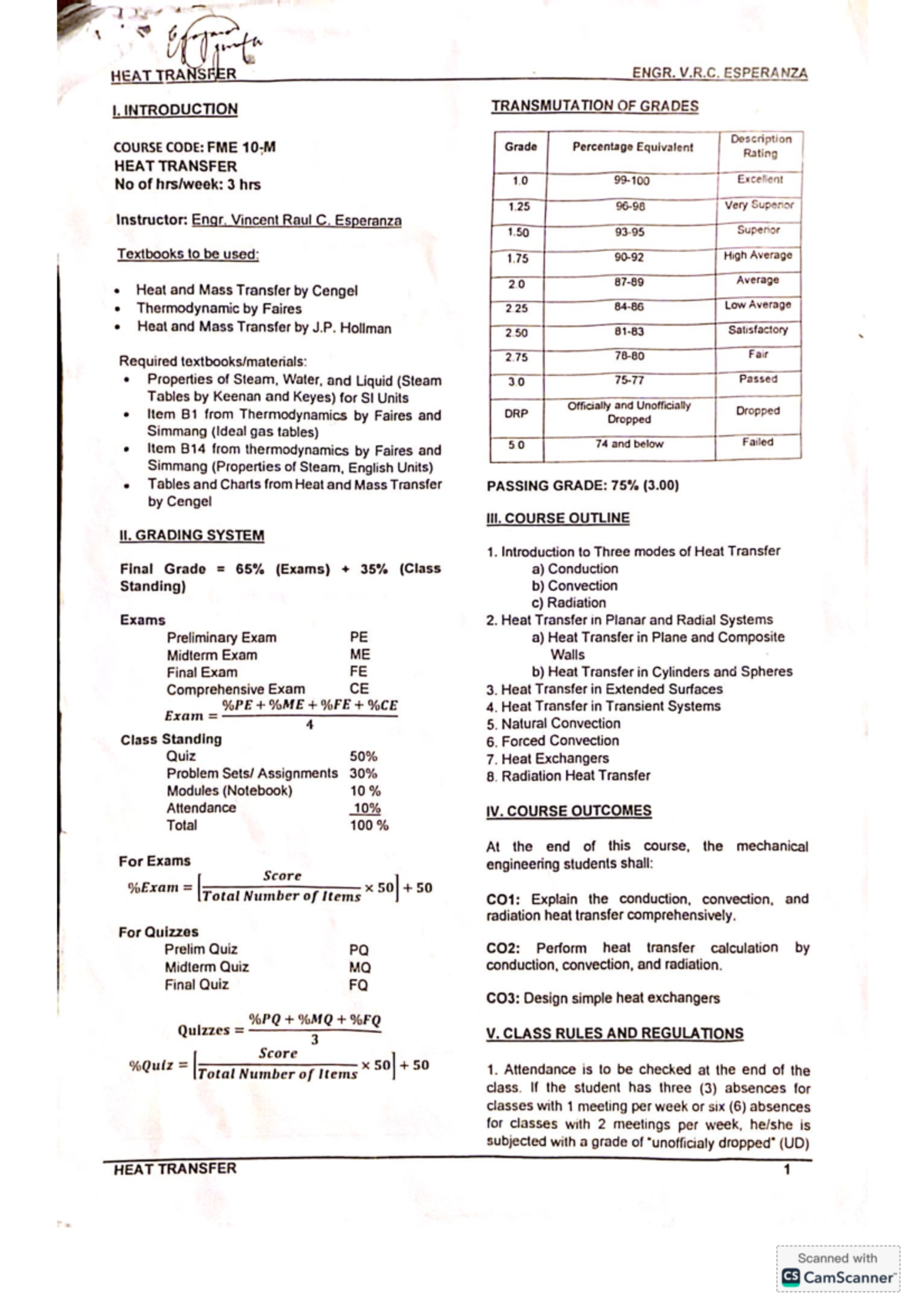 Garganera BSME-3C - Heat Transfer Course Notes and Examination Guide ...