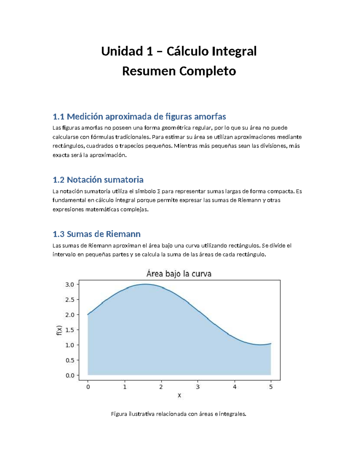 Resumen Completo Unidad 1 Cálculo Integral - Material de Repaso - Studocu