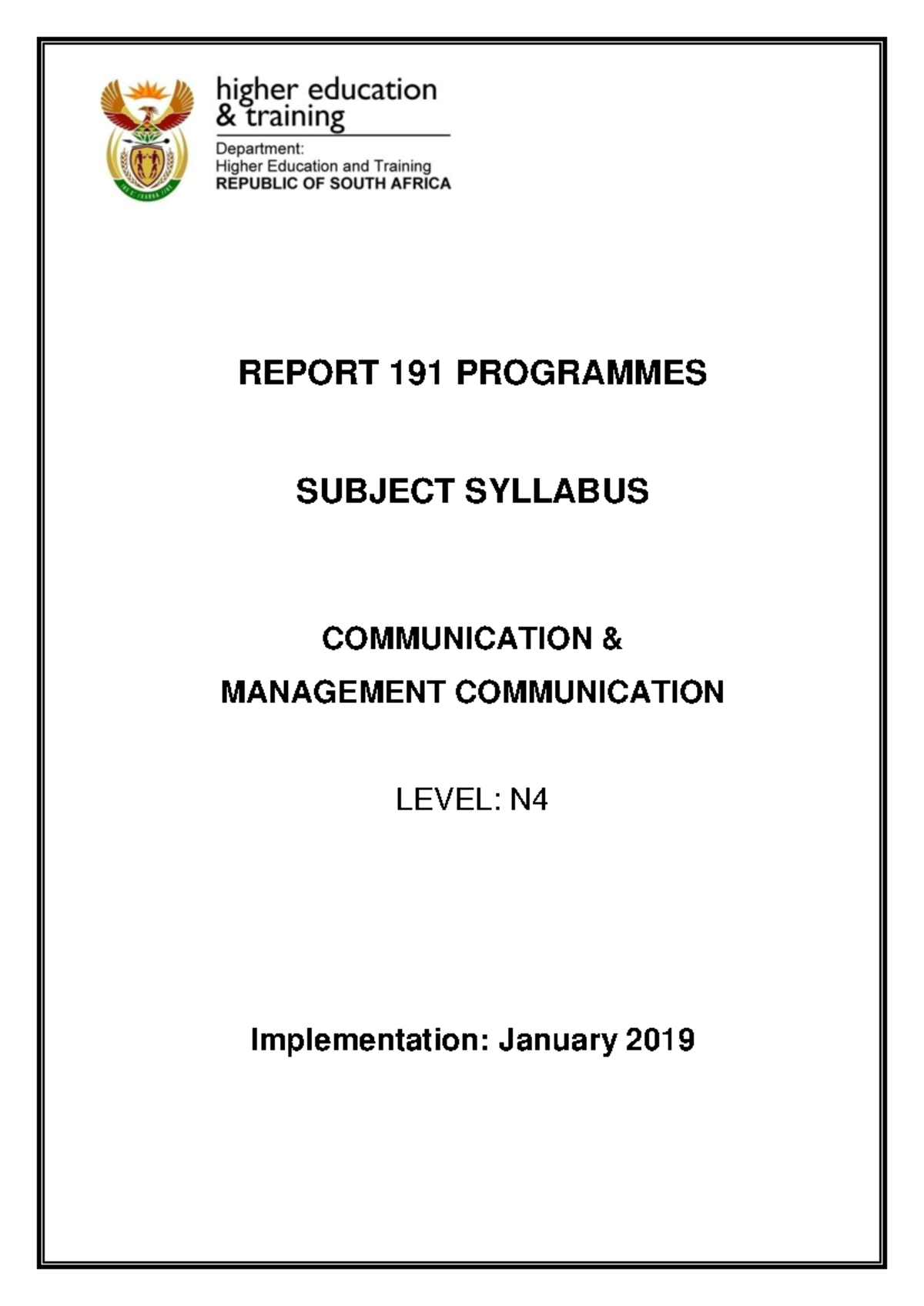 Syllabus for Management Communication N4 - January 2019 Edition - Studocu