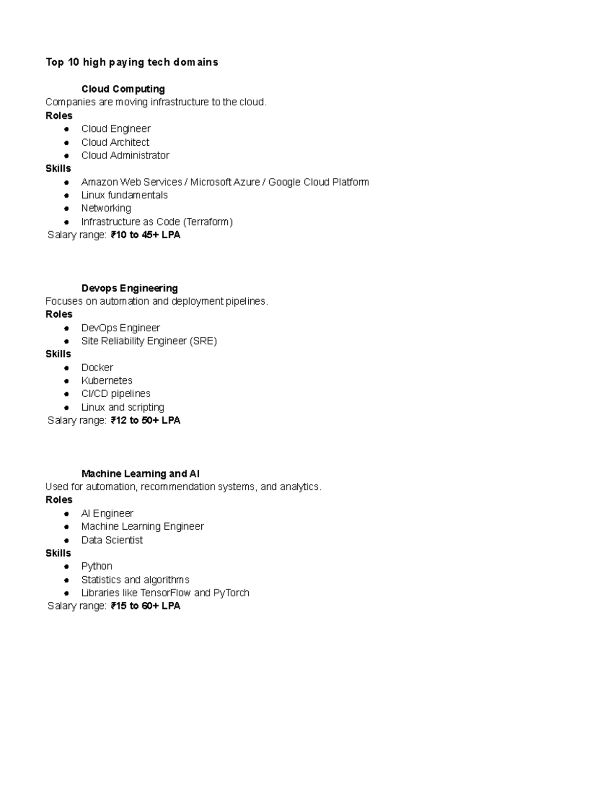 Top 10 High-Paying Tech Domains: Roles, Skills & Salaries - Studocu