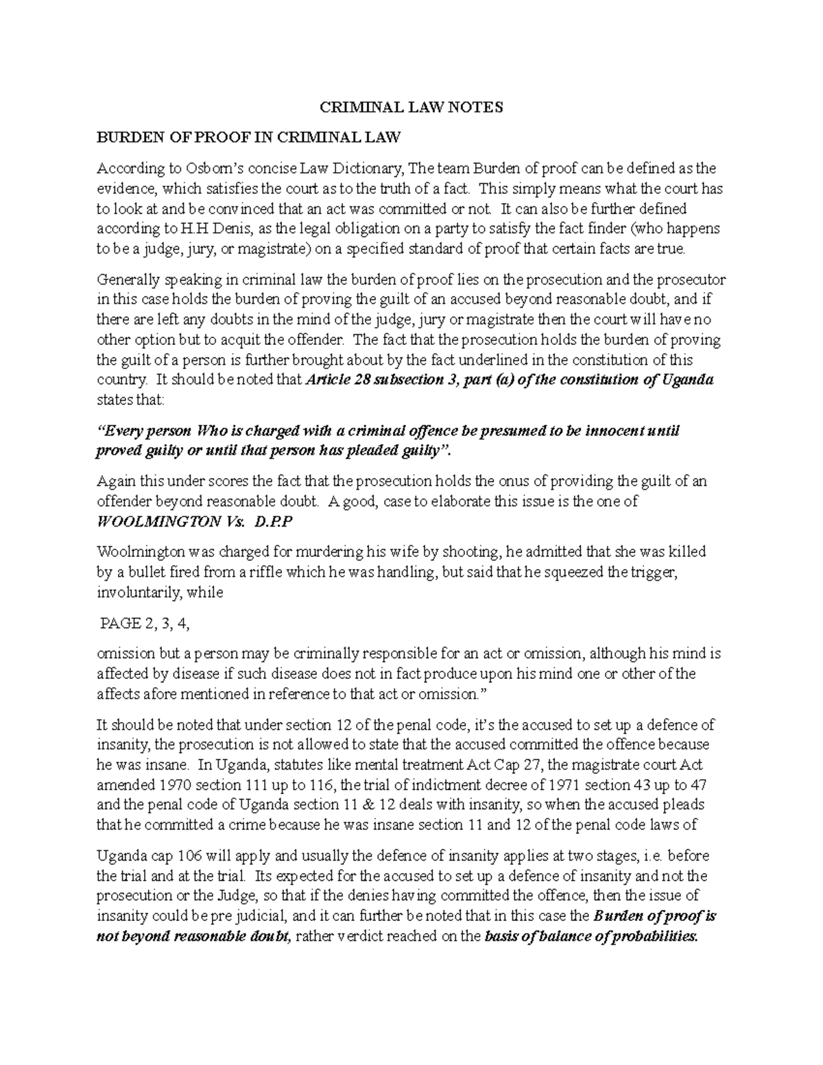 Burden of Proof in Criminal Law: Notes for LA-CRIM 101 Final Exam - Studocu