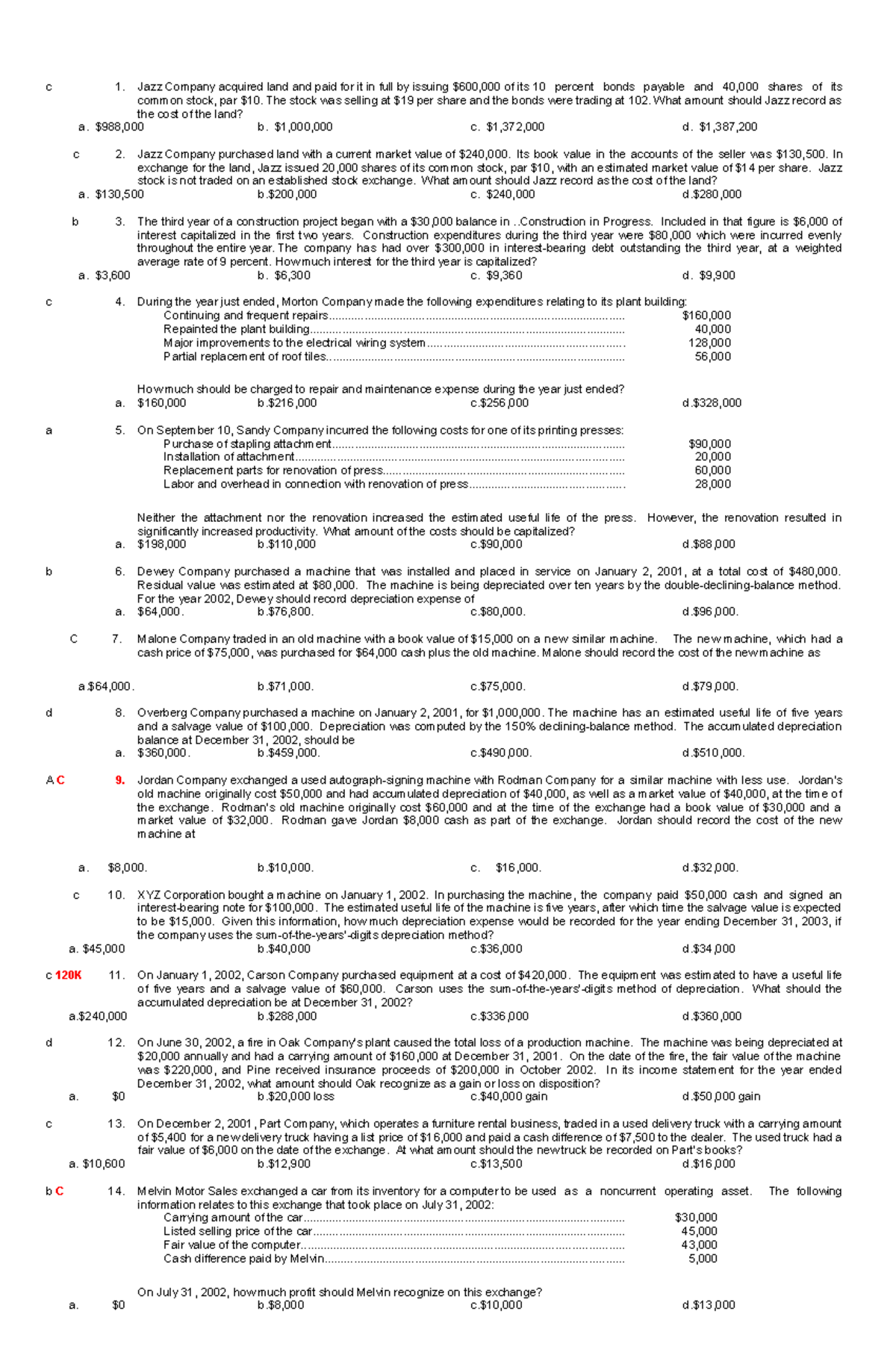 Accounting Case Study Questions for ACCT 202 Final Exam - Studocu
