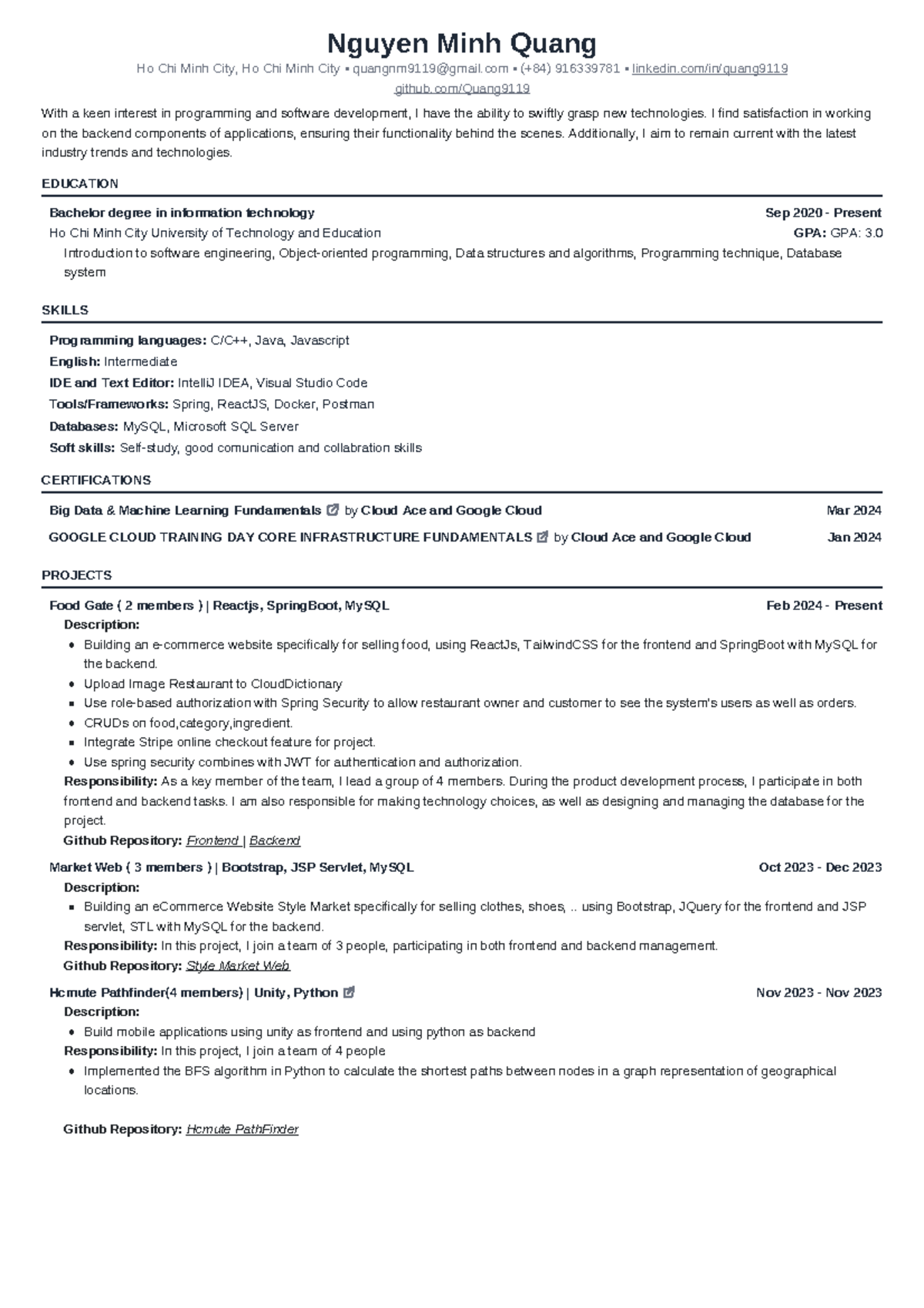 Nguyen Minh Quang fullstack developer Tphcm-eng - Nguyen Minh Quang Ho ...