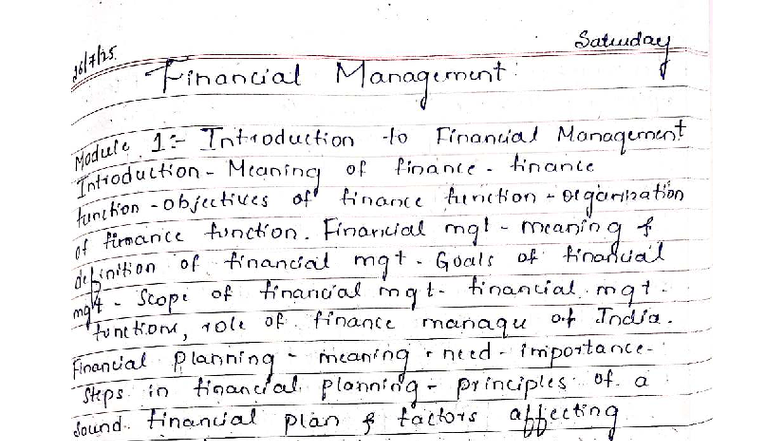 Financial Management (FM): Comprehensive Notes on Key Concepts - Studocu