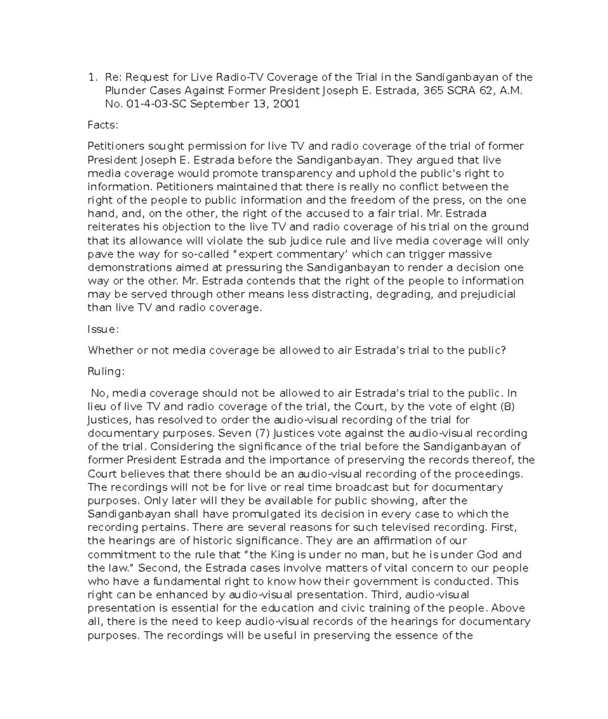 Bill of Rights Case Summaries: Media Coverage and Trial Rights - Studocu