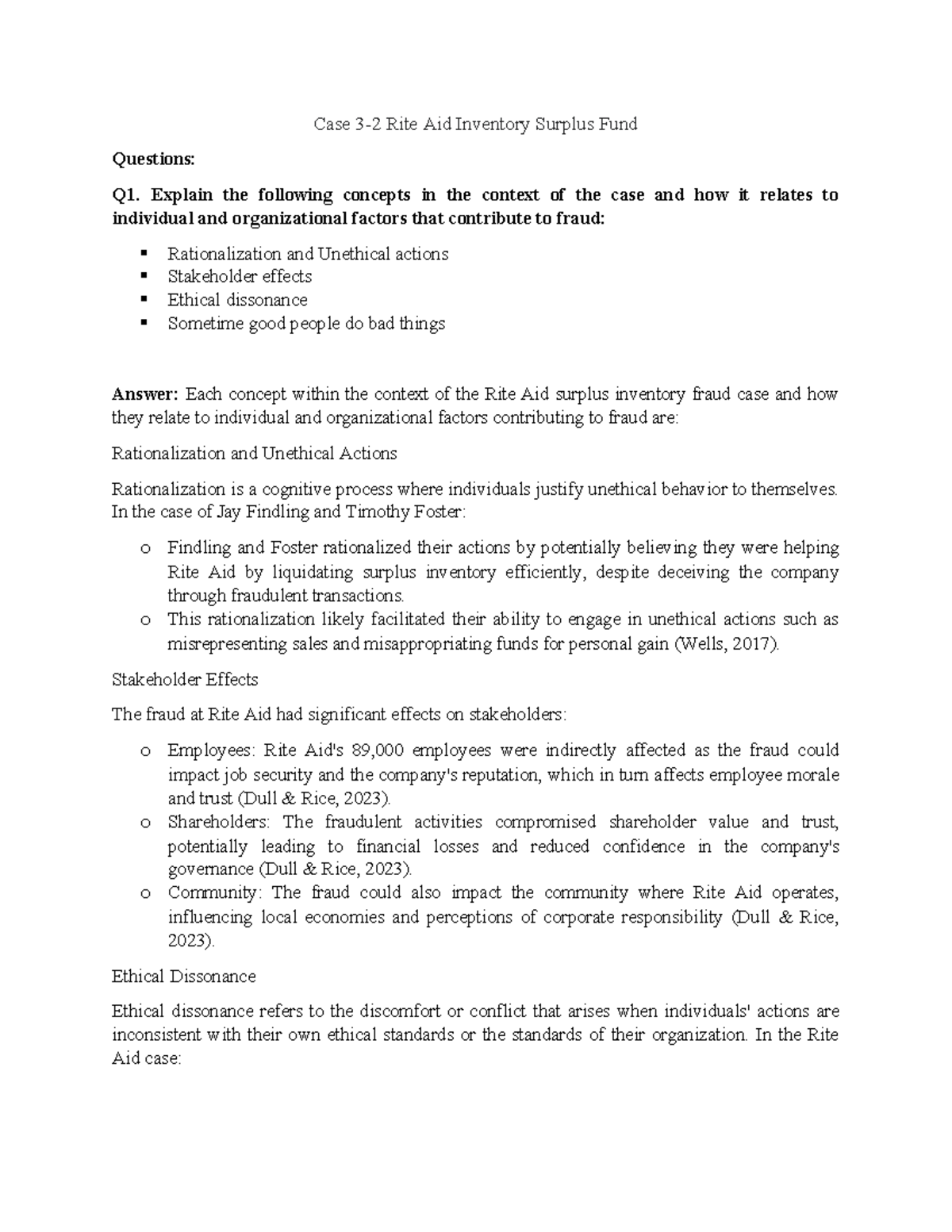 Case 4-8 Did CPA Violate any Rule of Conduct - Case 3-2 Rite Aid ...