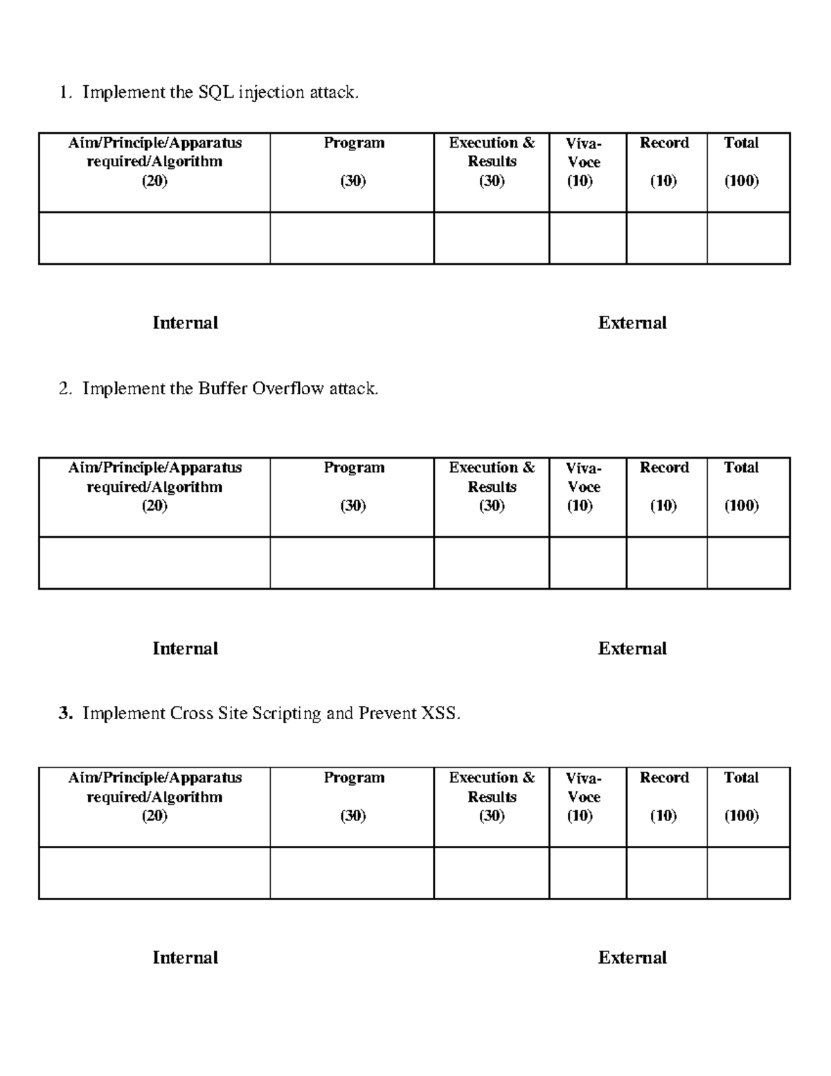 ESSS LAB QP - Practical Exam Questions for Cybersecurity Attacks - Studocu