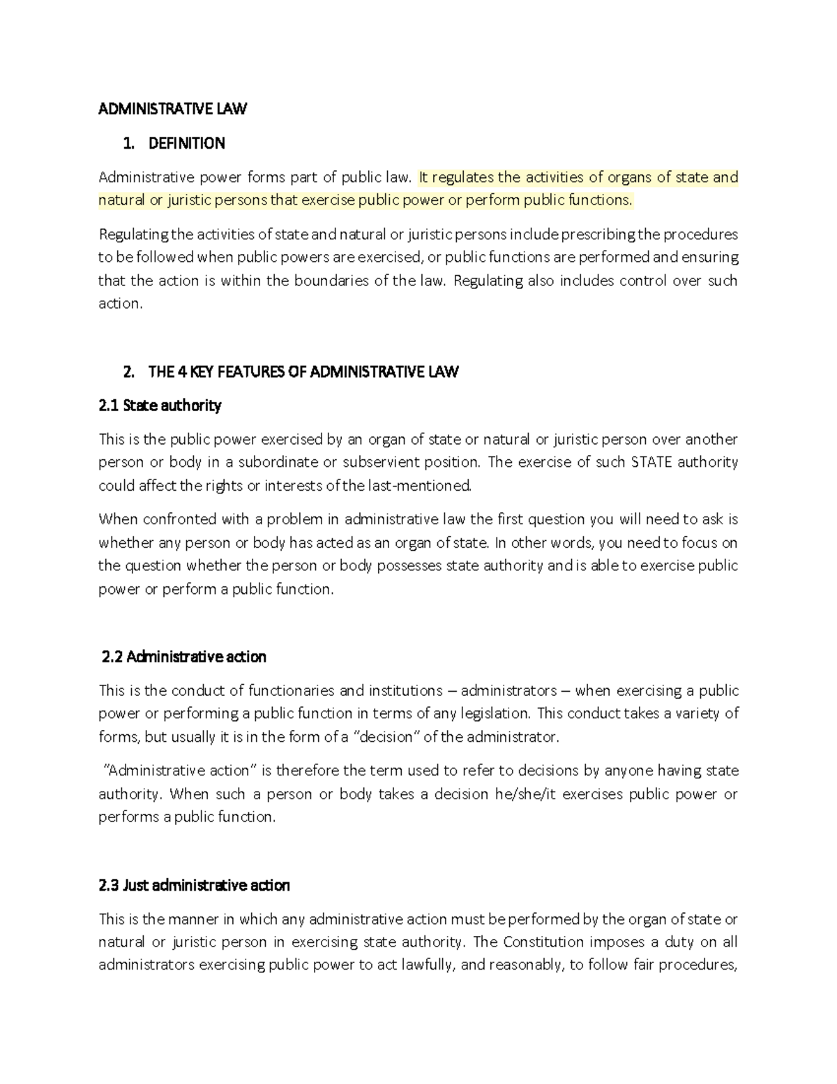 ADMINISTRATIVE LAW 1: Key Features and Principles Explained - Studocu