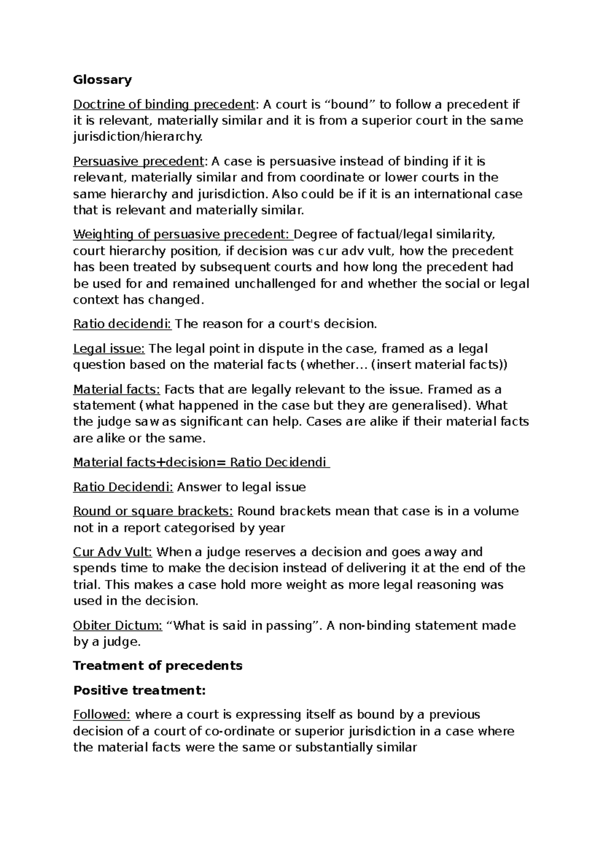 Law Glossary: Doctrine of Binding Precedent Explained - Studocu