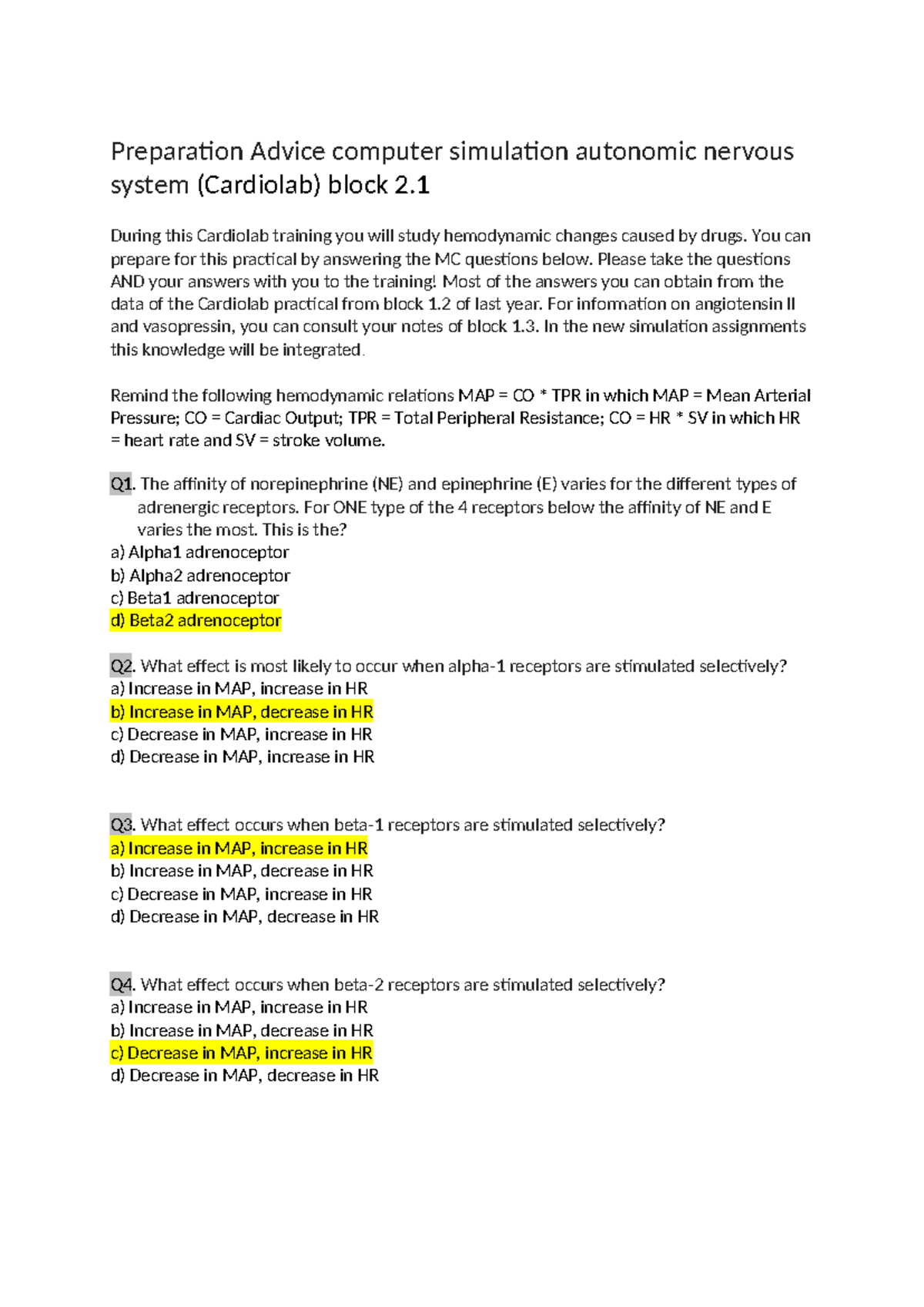 Preparation Advice for Cardiolab (Block 2) Training - Student Edition ...