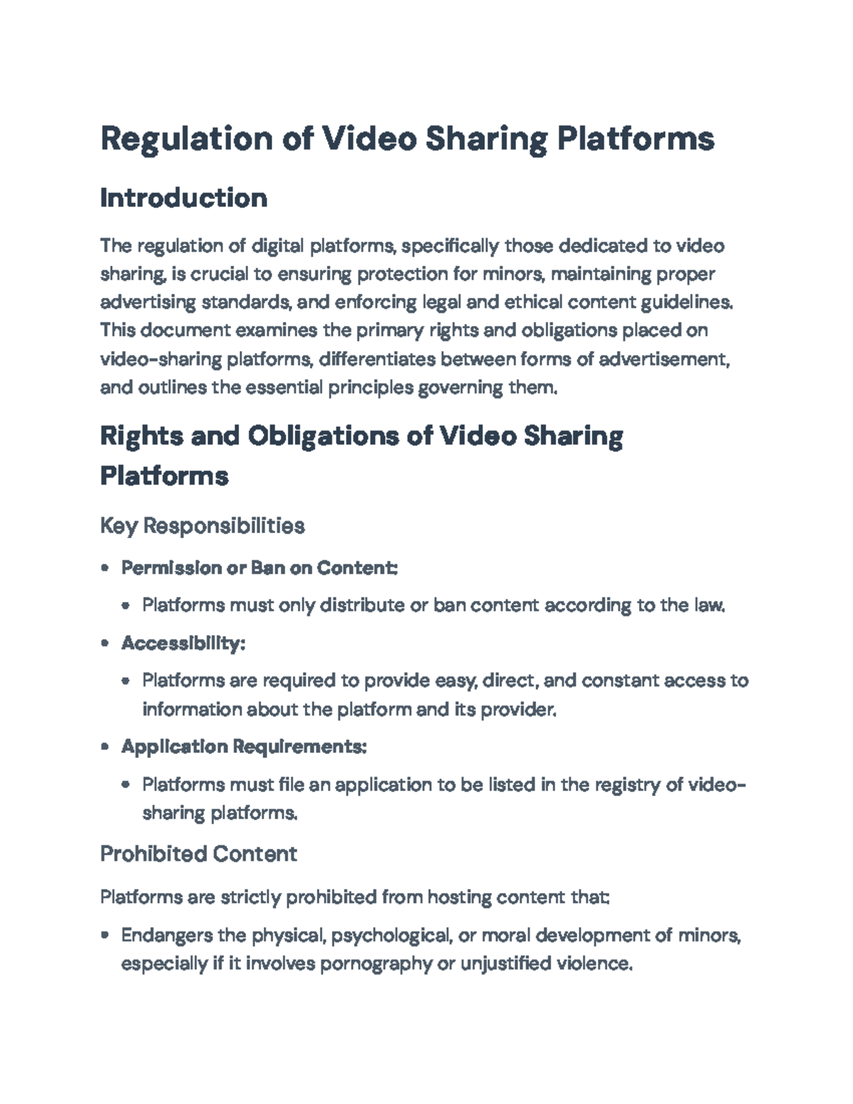 Regulation of Video Sharing Platforms: Rights, Obligations, and ...