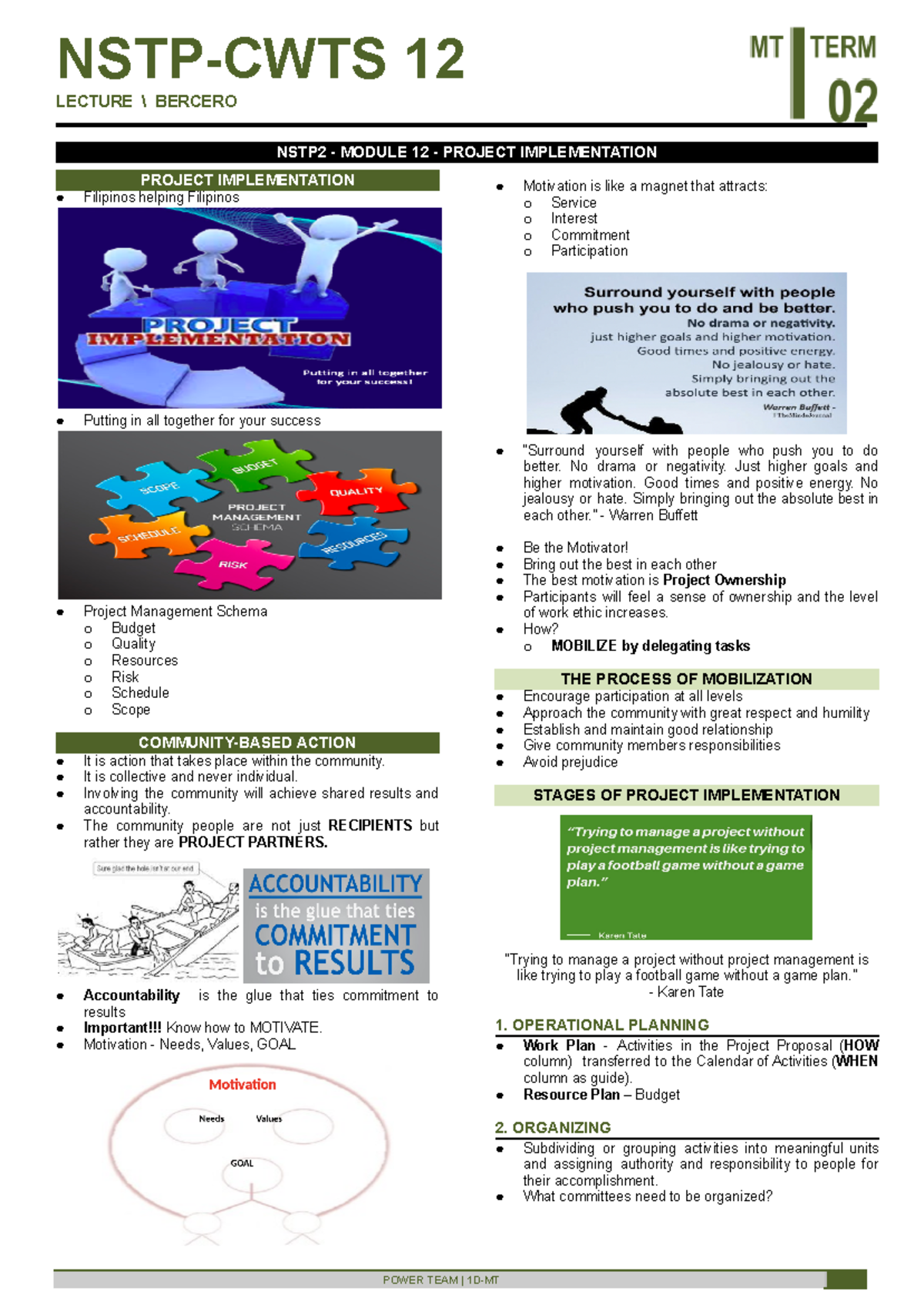 NSTP CWTS 12 Module 4: Effective Project Implementation Guide - Studocu