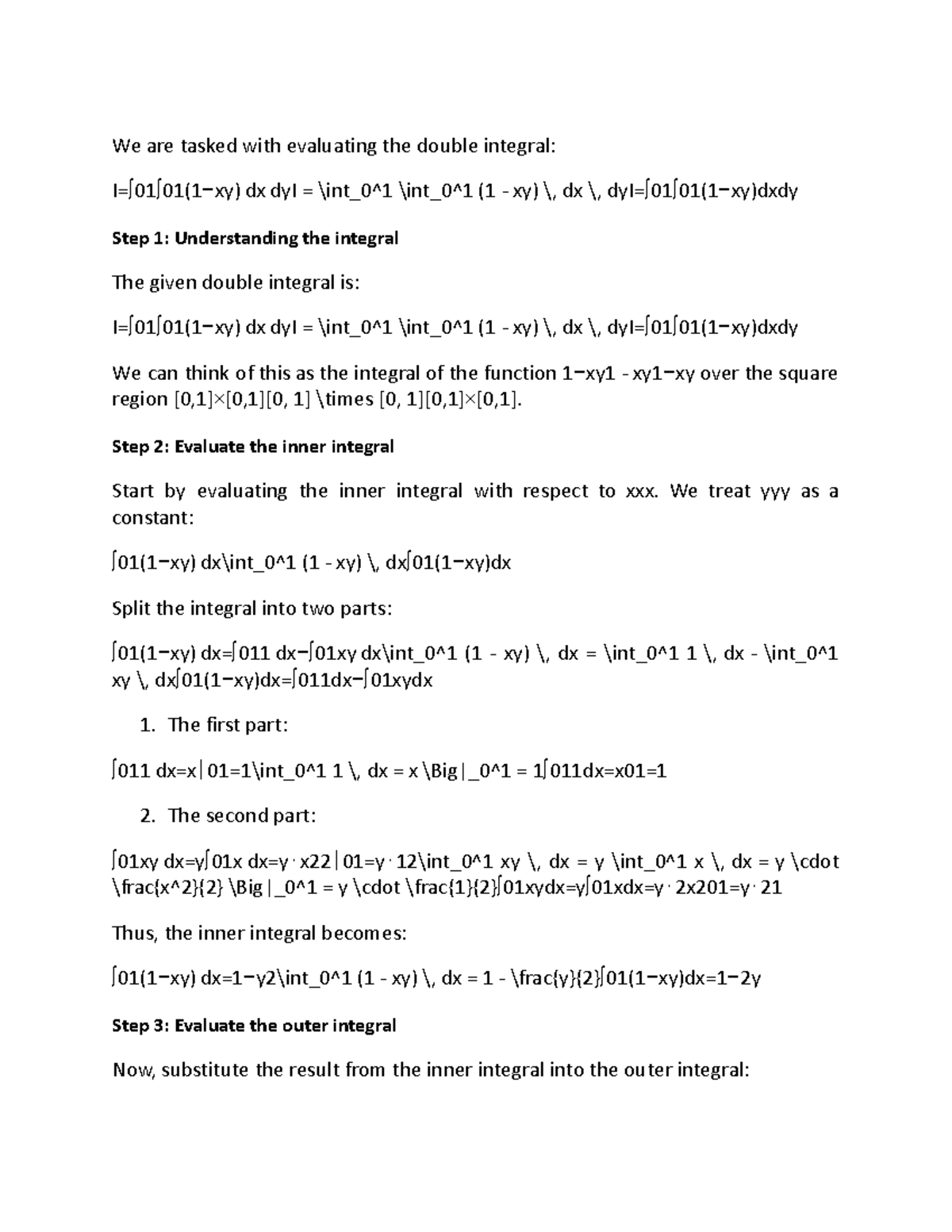 Math 101: Double Integral Evaluation and Prime Factorization Proof ...