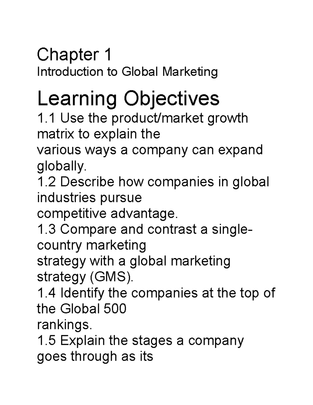Chapter 1: Introduction to Global Marketing Concepts and Strategies ...