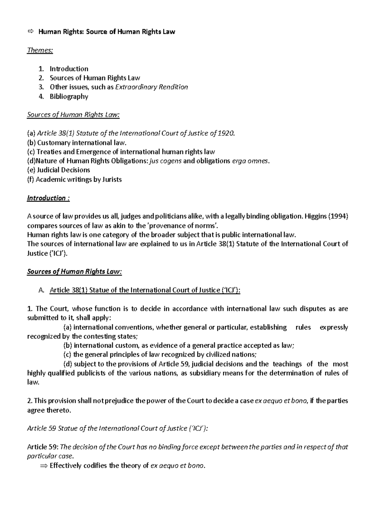 Sources of Human Rights Law: Analysis and Overview (Course Code: HRL ...