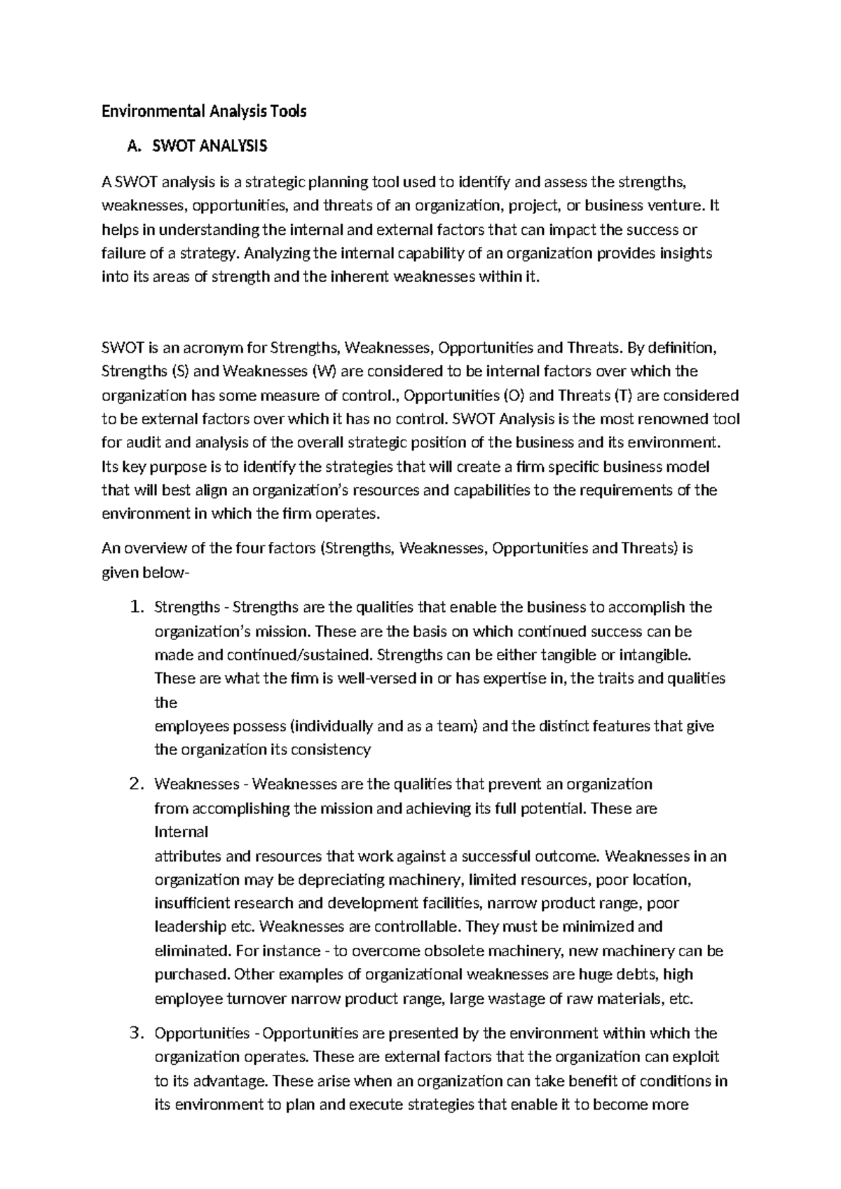 Environmental Analysis Tools: SWOT, PESTEL & Porter’s Five Forces - Studocu