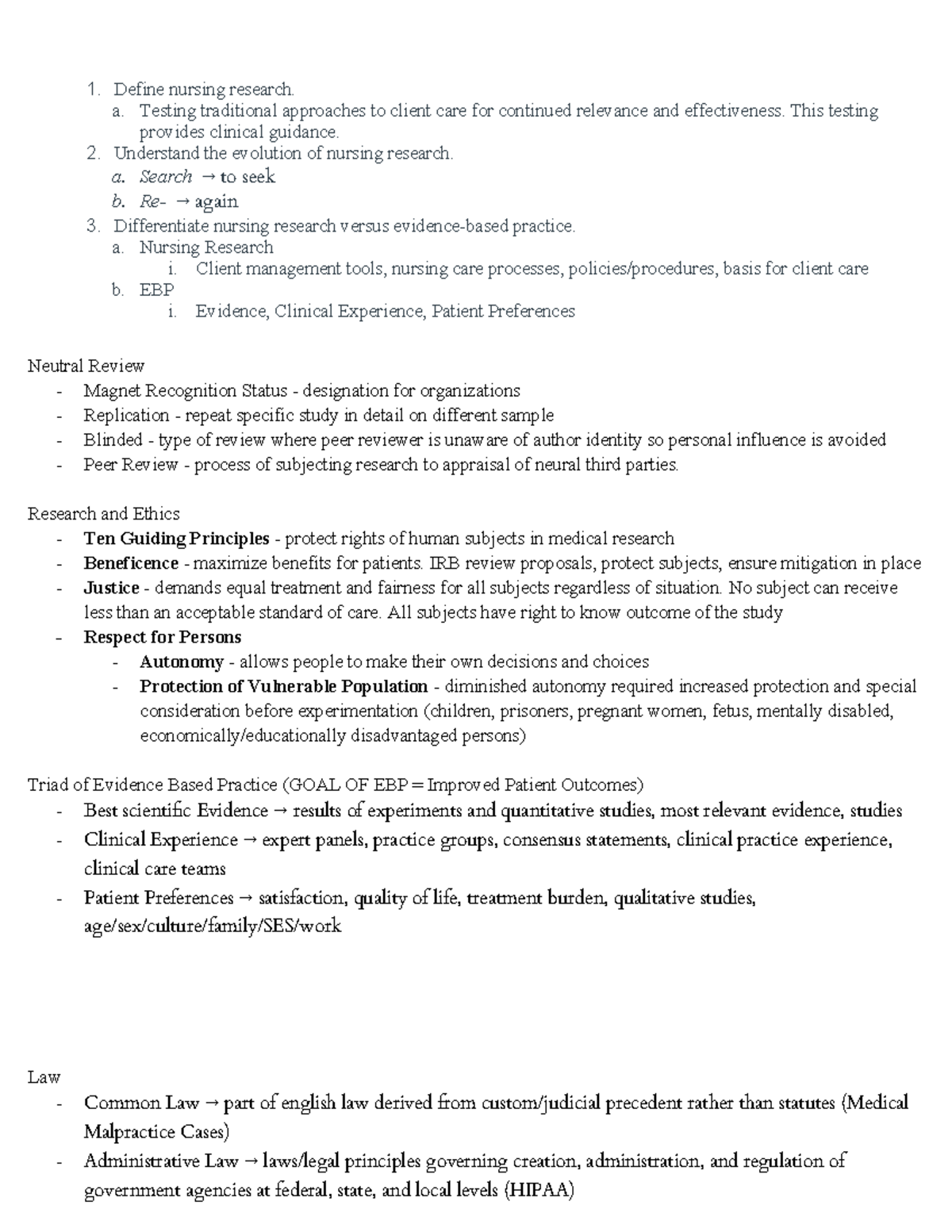 EBP Quiz 1 Study Guide: Key Concepts & Principles in Nursing Research ...
