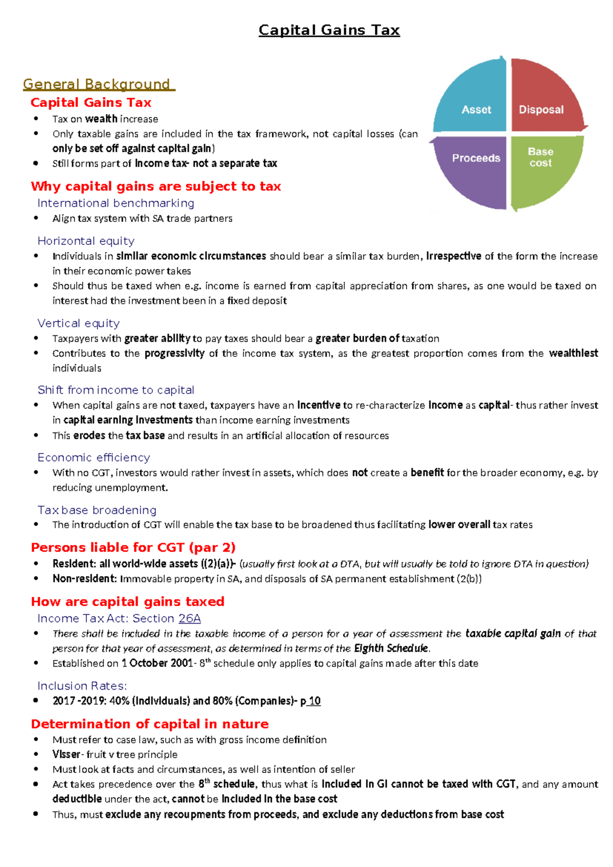 Capital Gains Tax Overview: Key Concepts and Framework (4) - Studocu