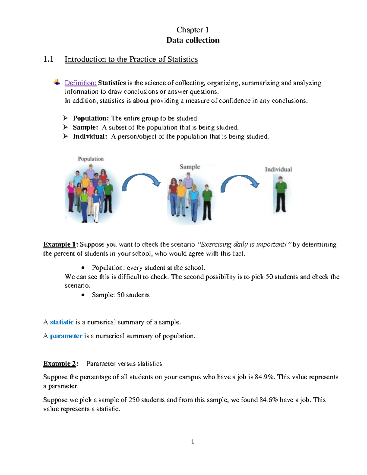 Statistics Chapter 1: Data Collection and Sampling Techniques - Studocu