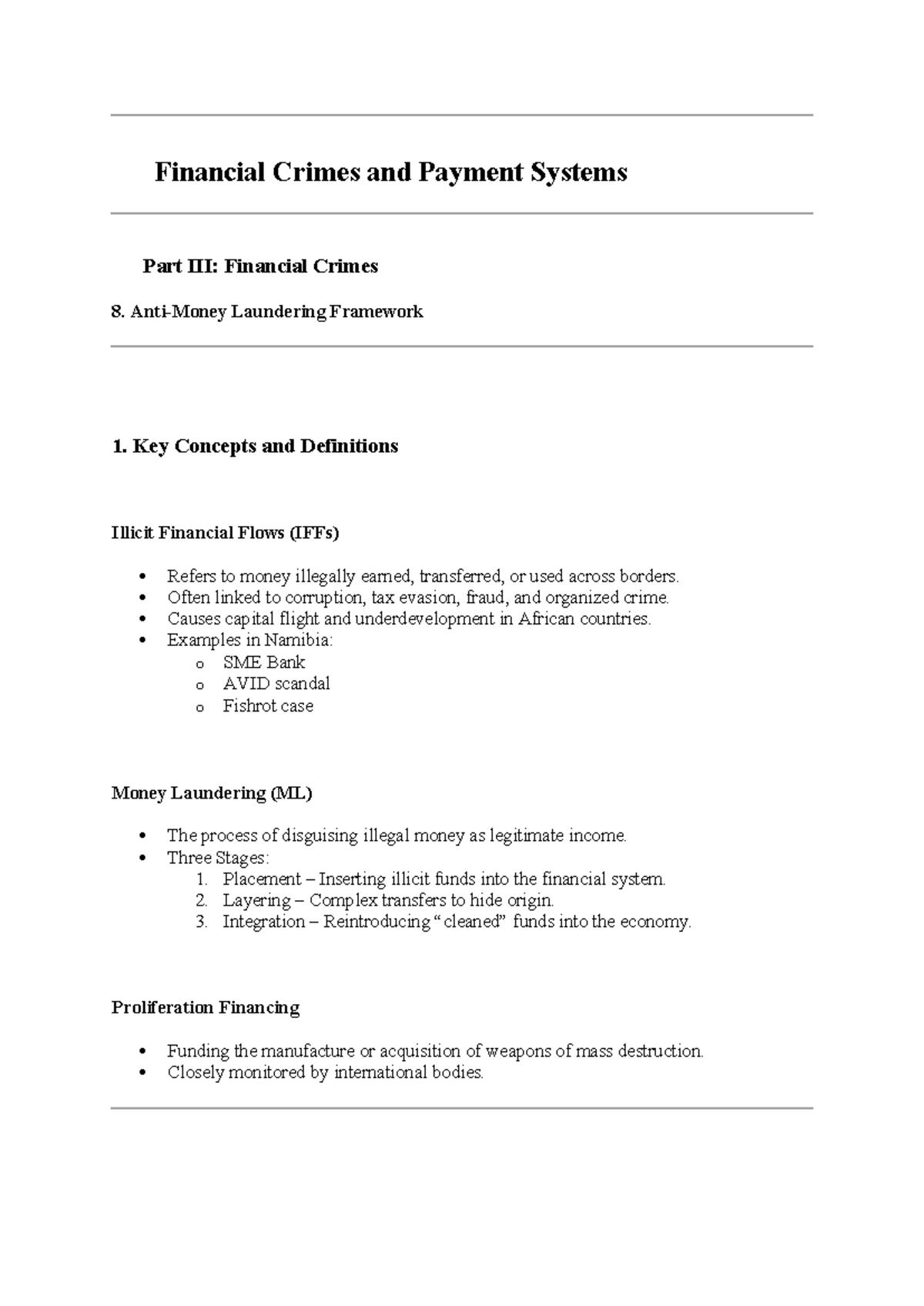Financial Crimes and Payment Systems: Key Concepts and Frameworks - Studocu