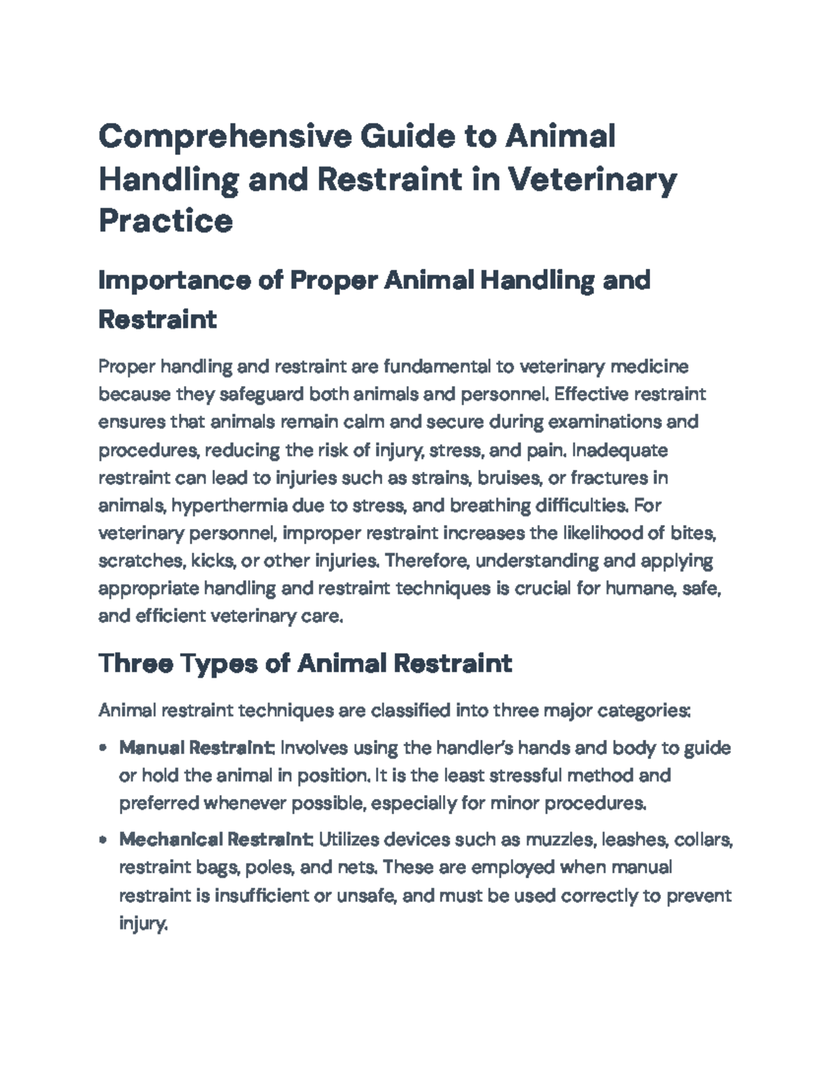 Comprehensive Guide to Animal Handling & Restraint in Vet Practice ...