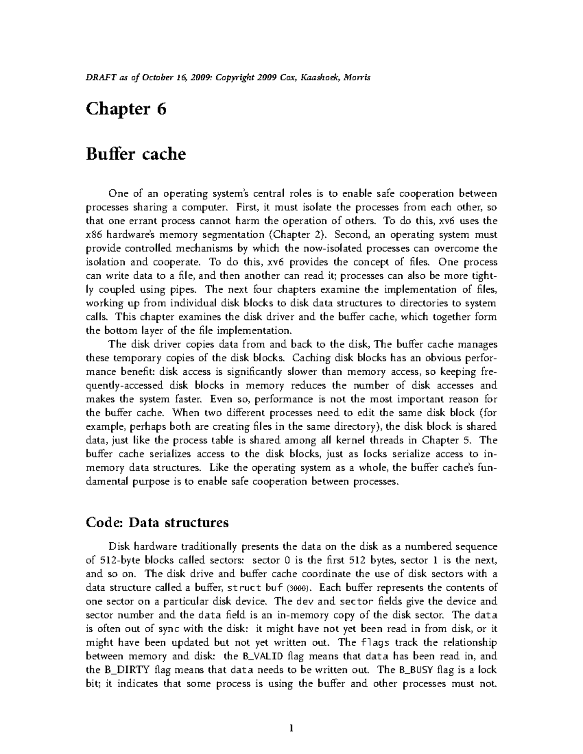 Chapter 6: Buffer Cache in xv6 Operating System (CS 101) - Studocu