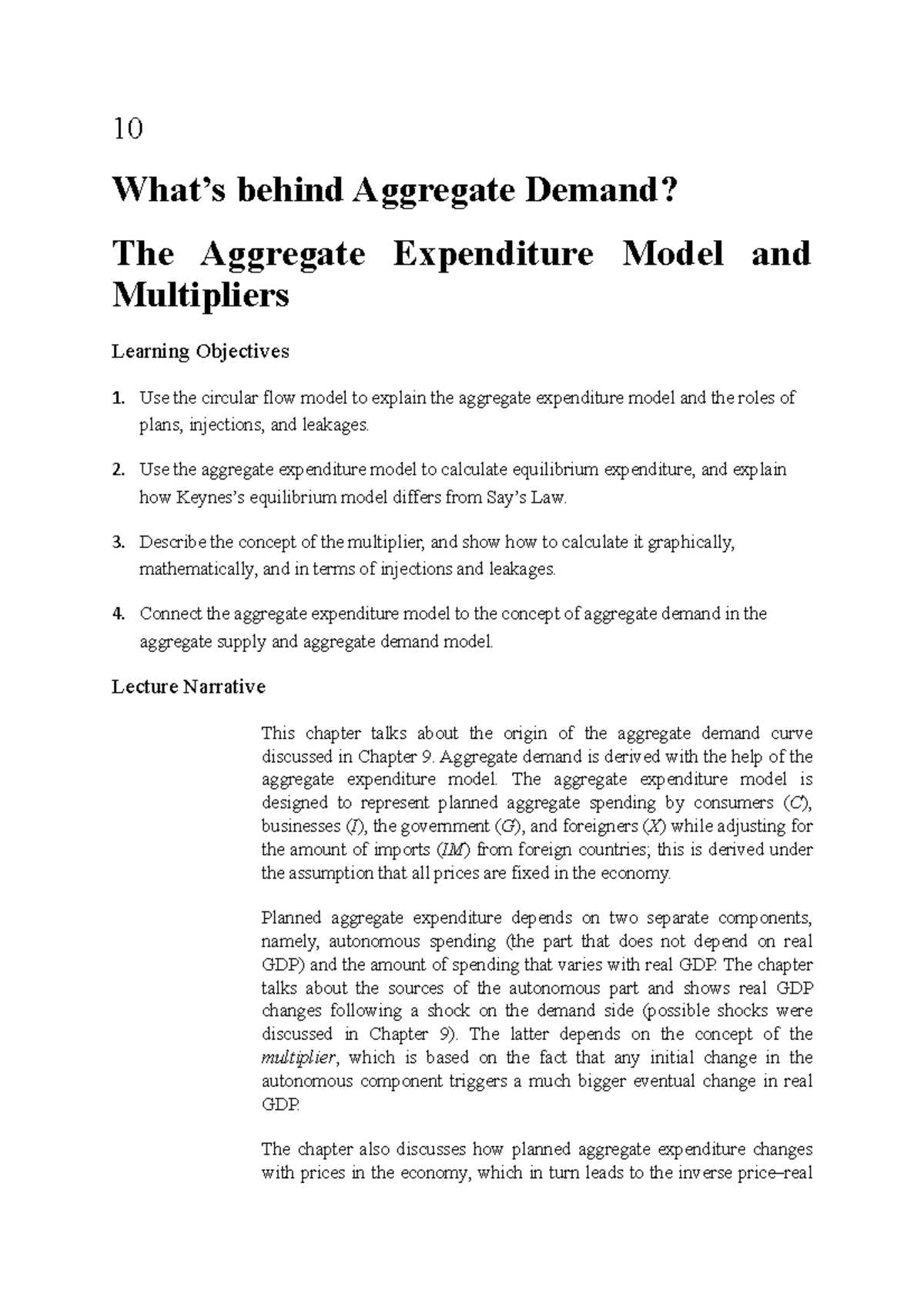 10. Aggregate Expenditure Model & Multipliers: Key Concepts and ...