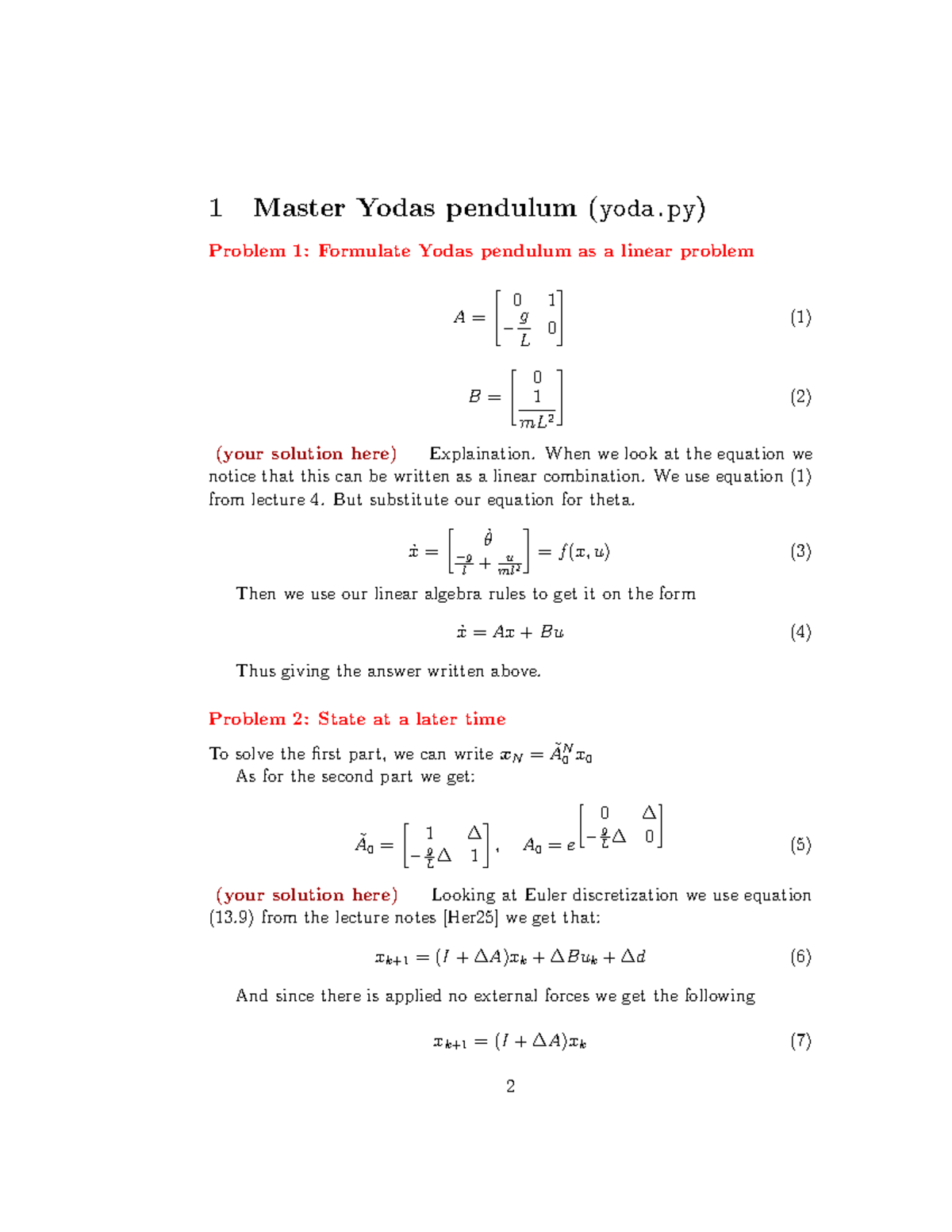 Reinforcement Learning Project 2: Yoda's Pendulum Analysis and Control ...