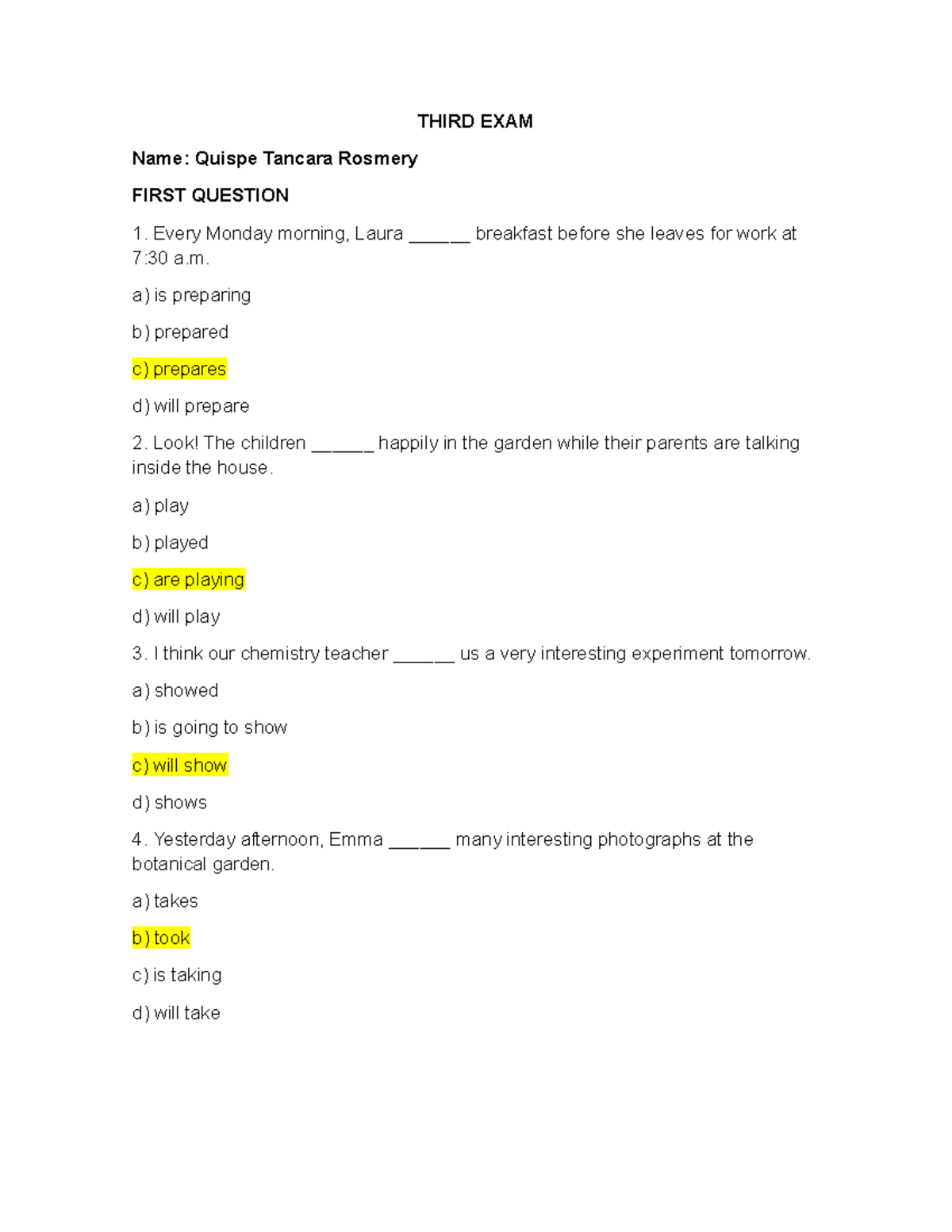 THIRD EXAM - Tercer Práctica del Examen Parcial (ENG 101) - Studocu