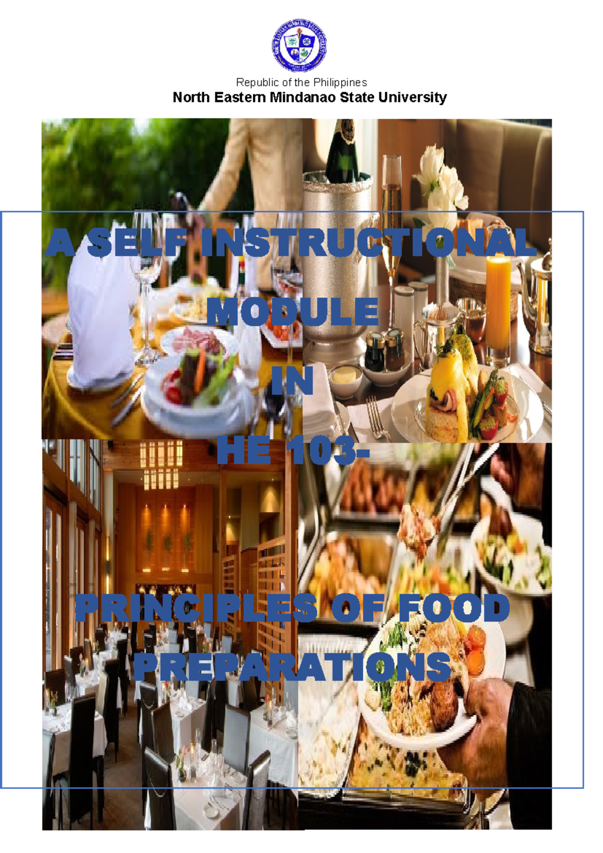Self-Instructional Module on Food Preparation Principles (FND 101 ...