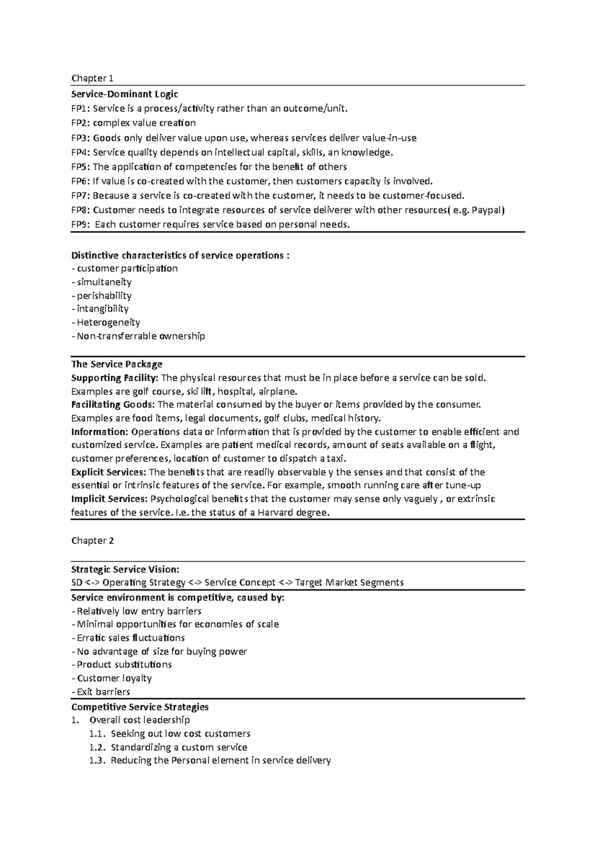 Summary of Service Management: Ops Strategy IT, Ch. 1-4, 6, 9 - Studeersnel