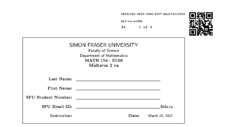 MATH 154 D100 Midterm 2 Exam Instructions and Questions - Studocu