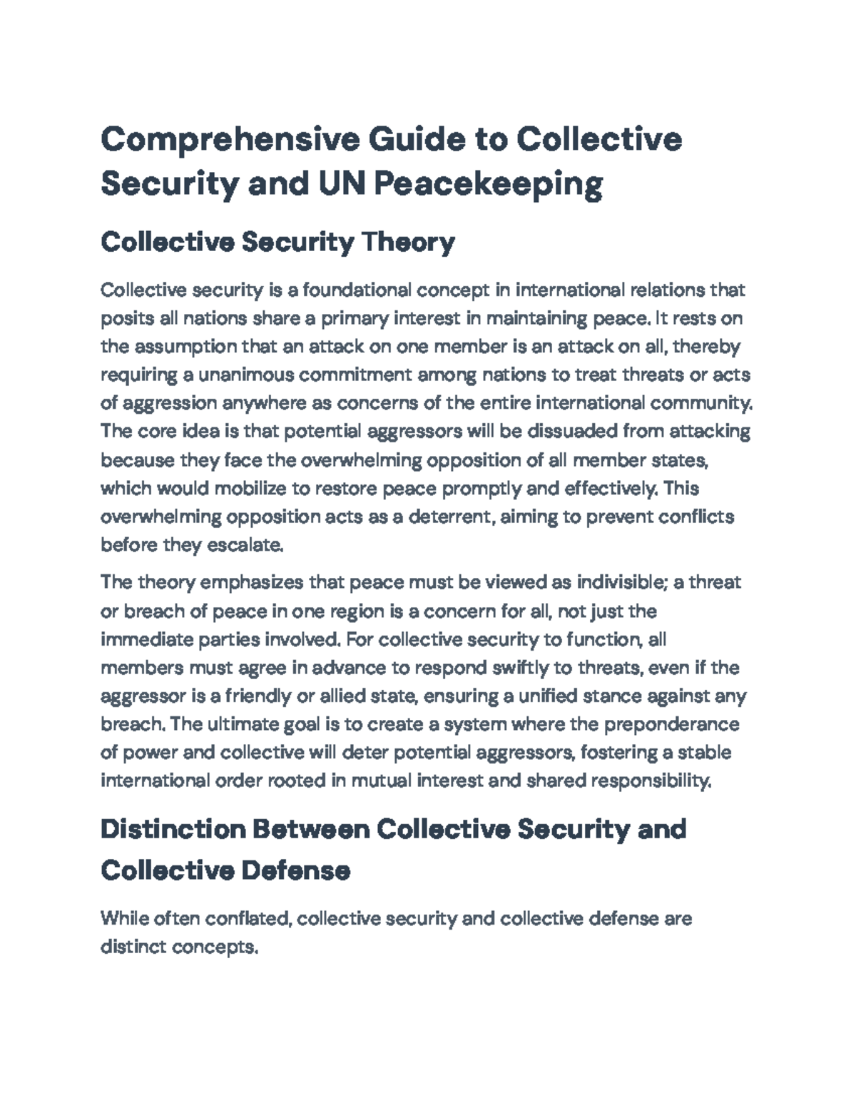 Comprehensive Guide to Collective Security & UN Peacekeeping Efforts ...