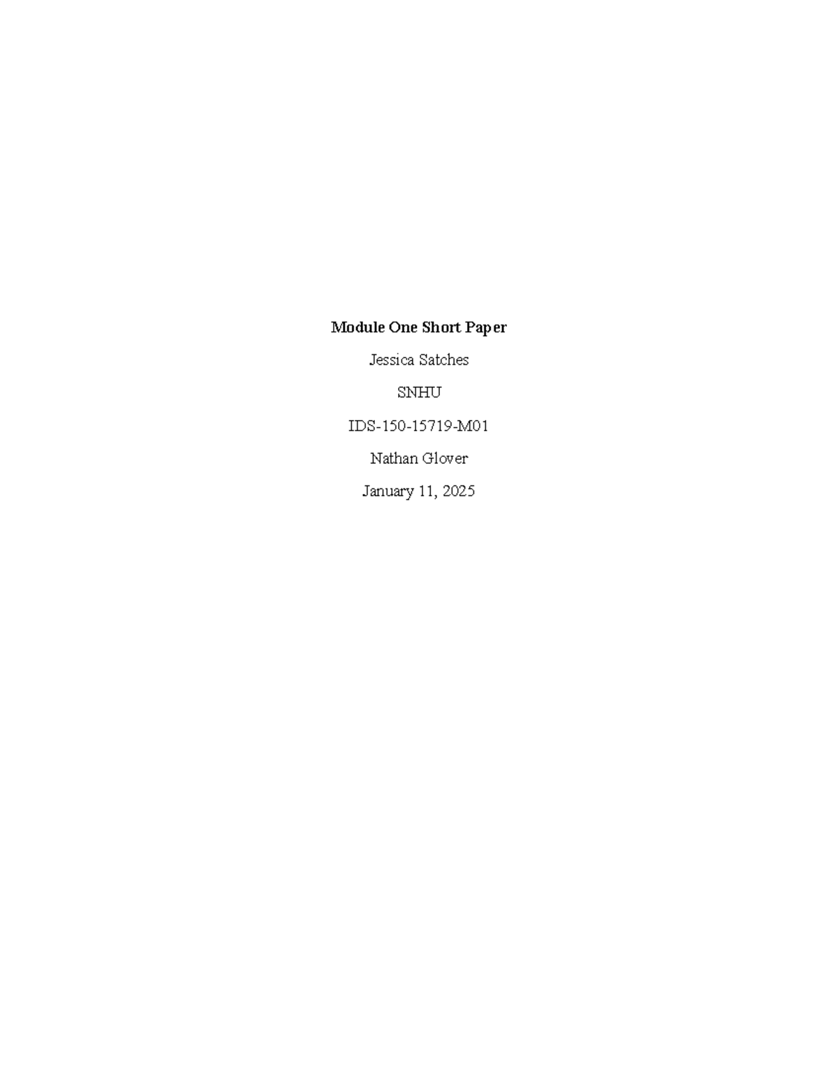 Module One - IDS 150 - Sustainability and Ethical Living Final Draft ...