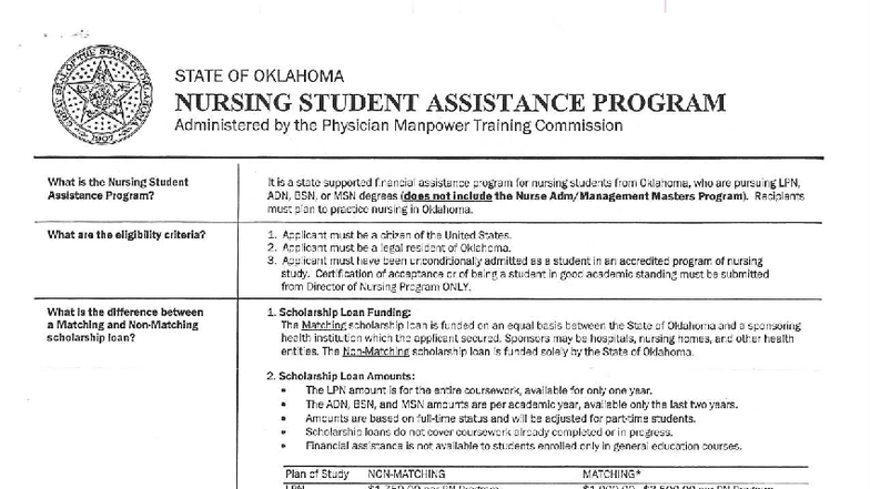OK Nursing Student Assistance Program Overview and Eligibility Criteria ...
