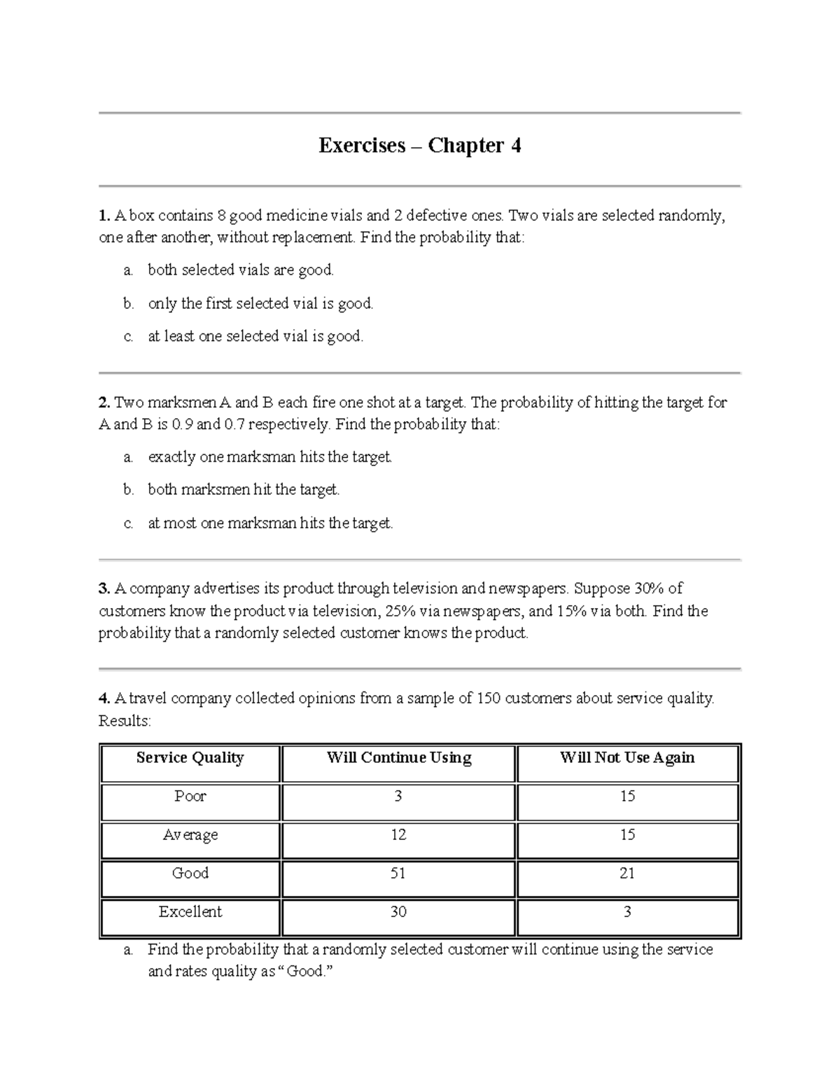 Exercises on Probability - Chapter 11 - Good - Studocu