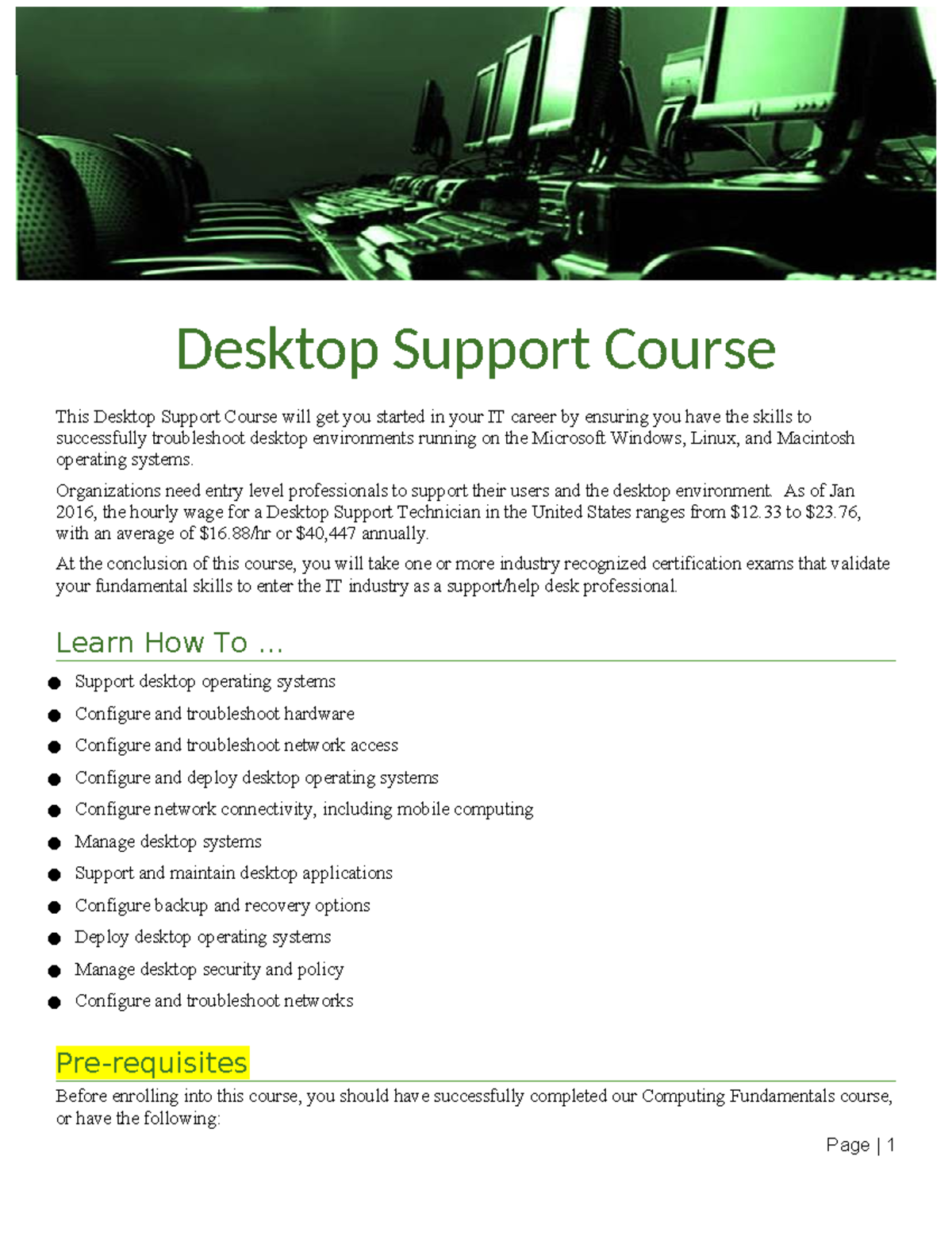 Desktop Support Course: Essential Skills for IT Careers - Studocu